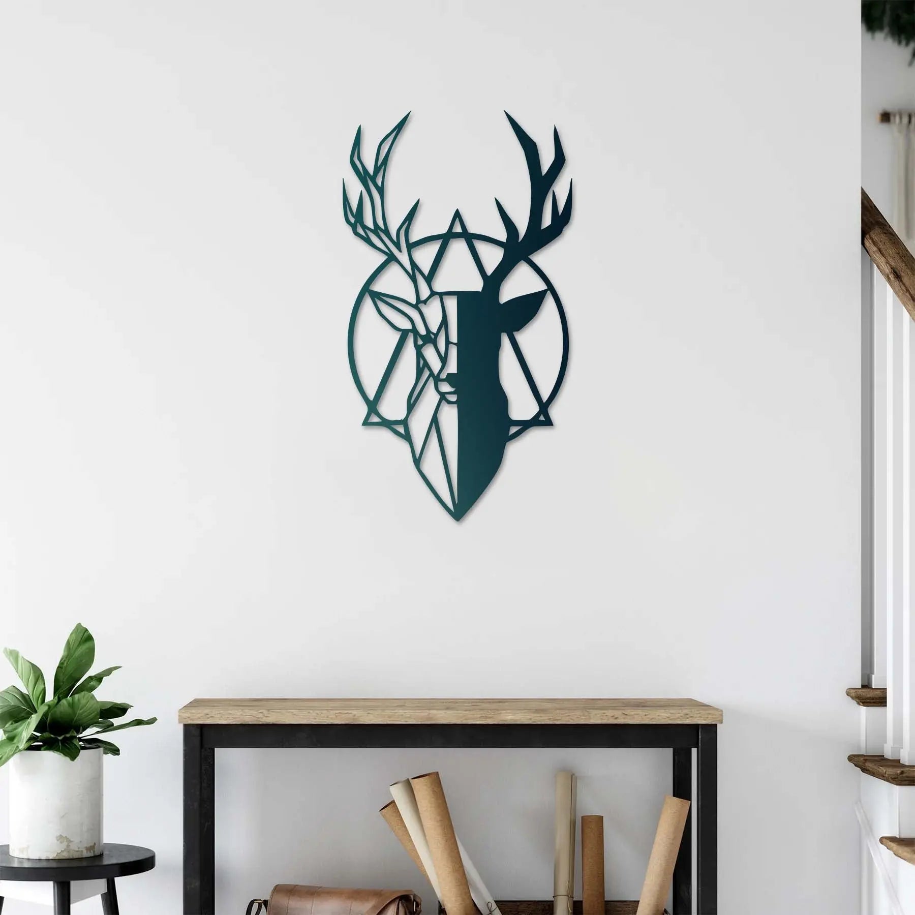 Kara Geyik – Geometrik Doğanın Gücü Metal Duvar Dekoru Laser Artique