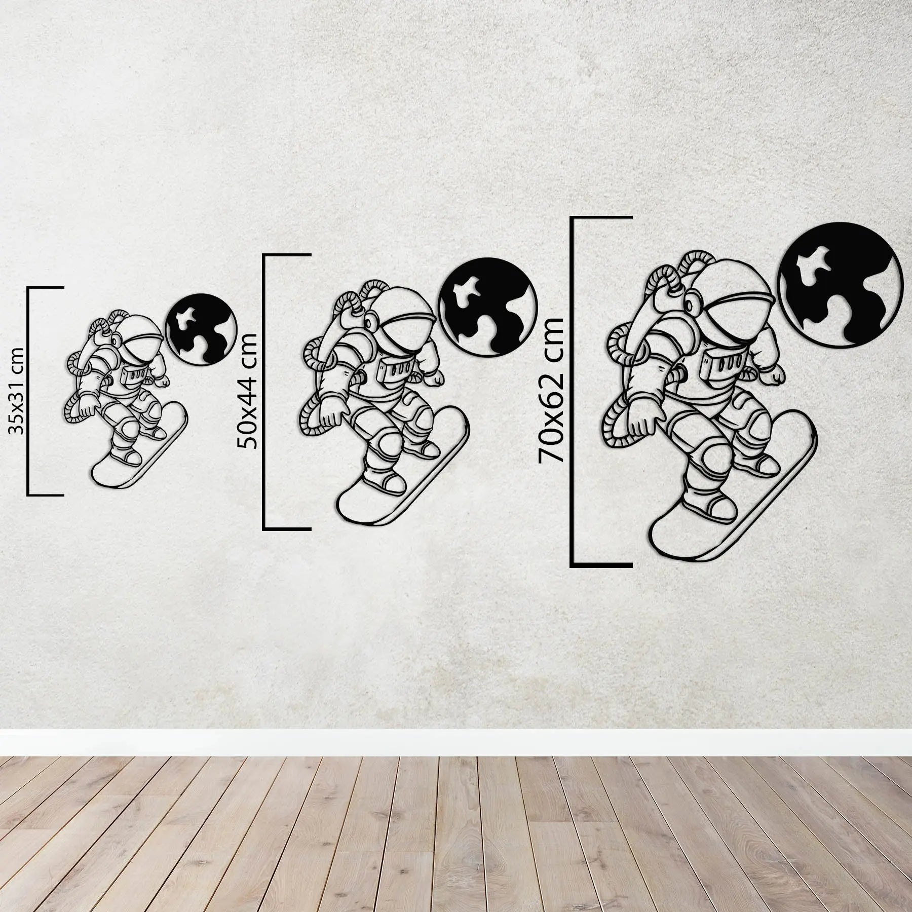 Galaksinin Kaykayı Metal Duvar Dekoru Laser Artique