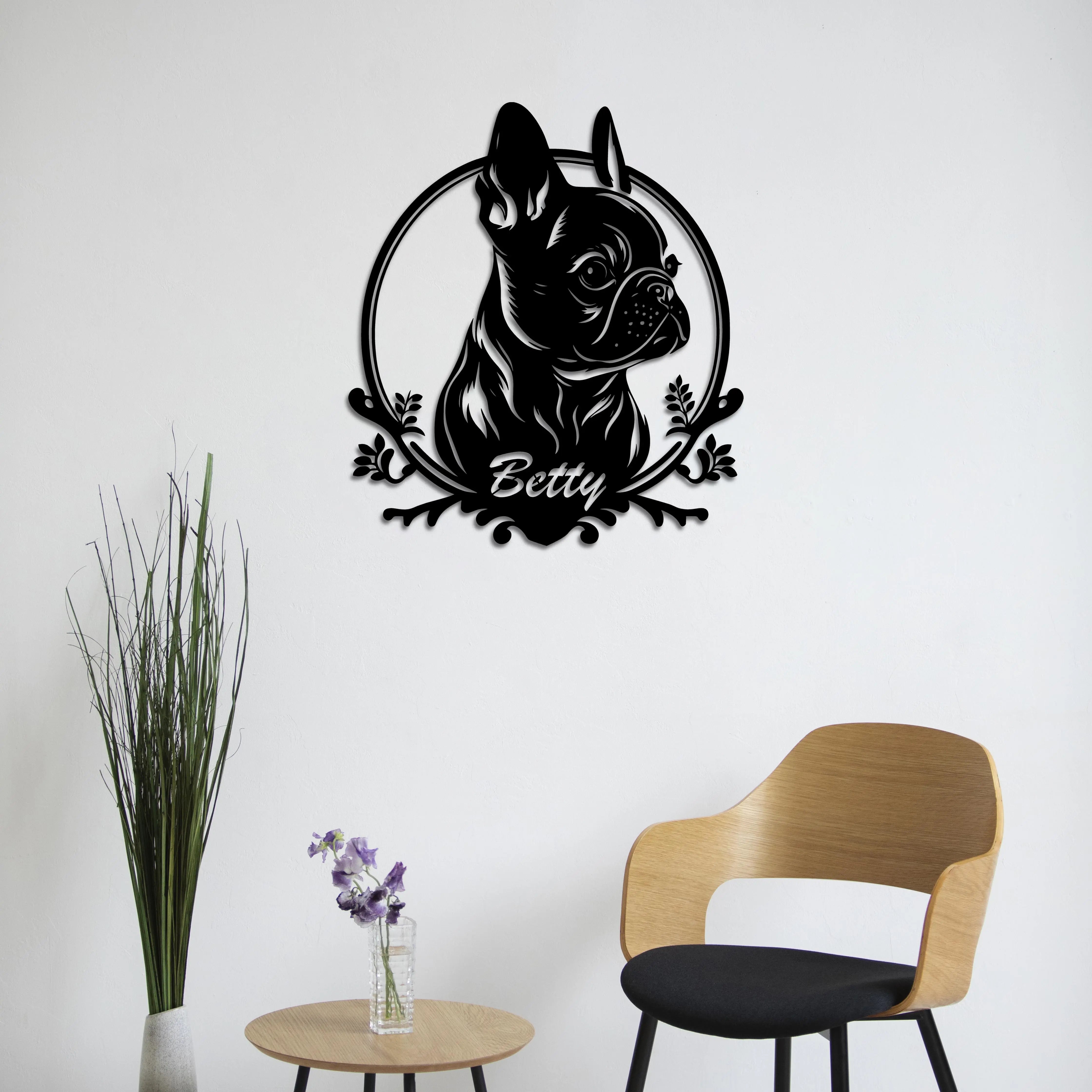 Kişiye Özel Köpek Figürlü Portre Metal Duvar Dekoru Laser Artique