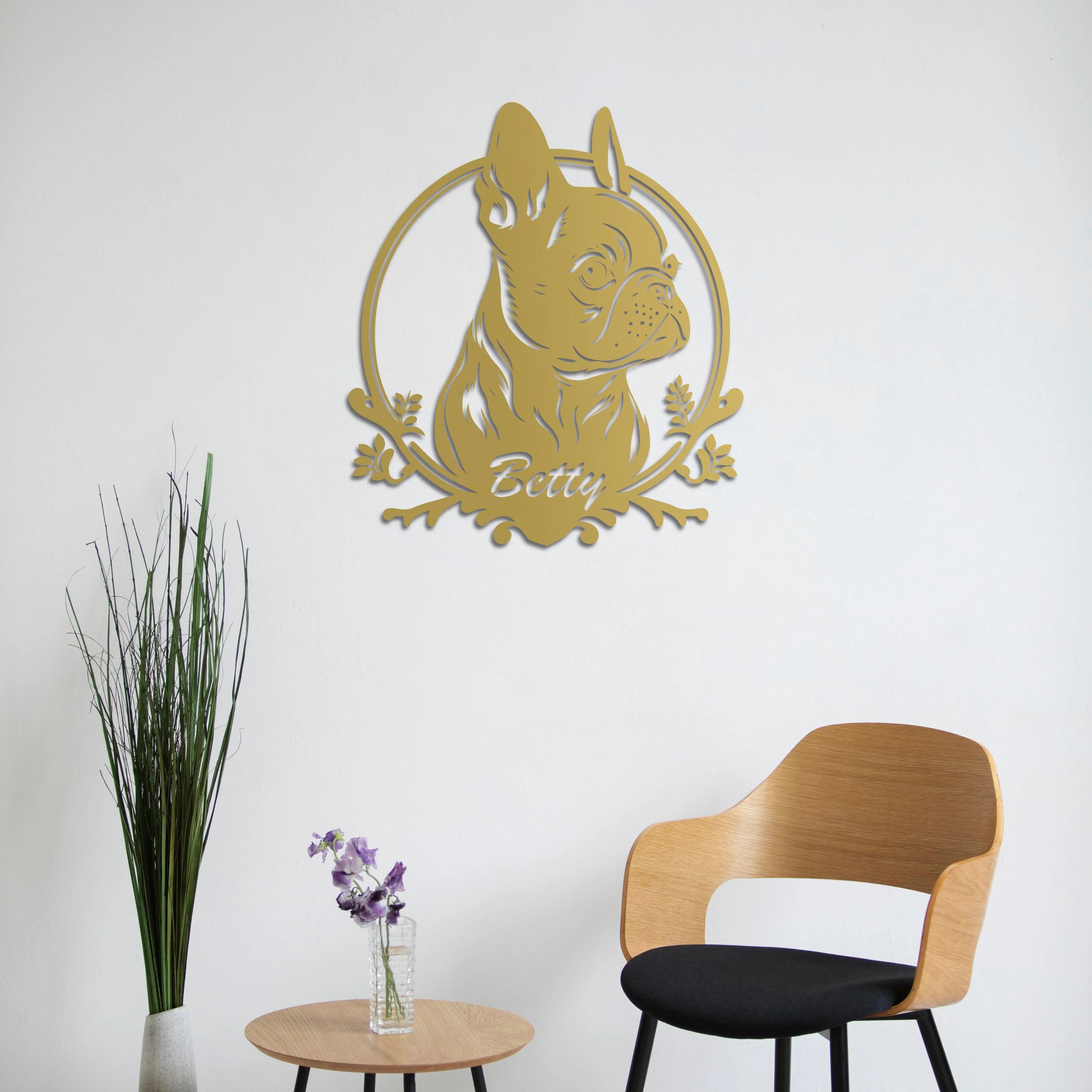 Kişiye Özel Köpek Figürlü Portre Metal Duvar Dekoru Laser Artique