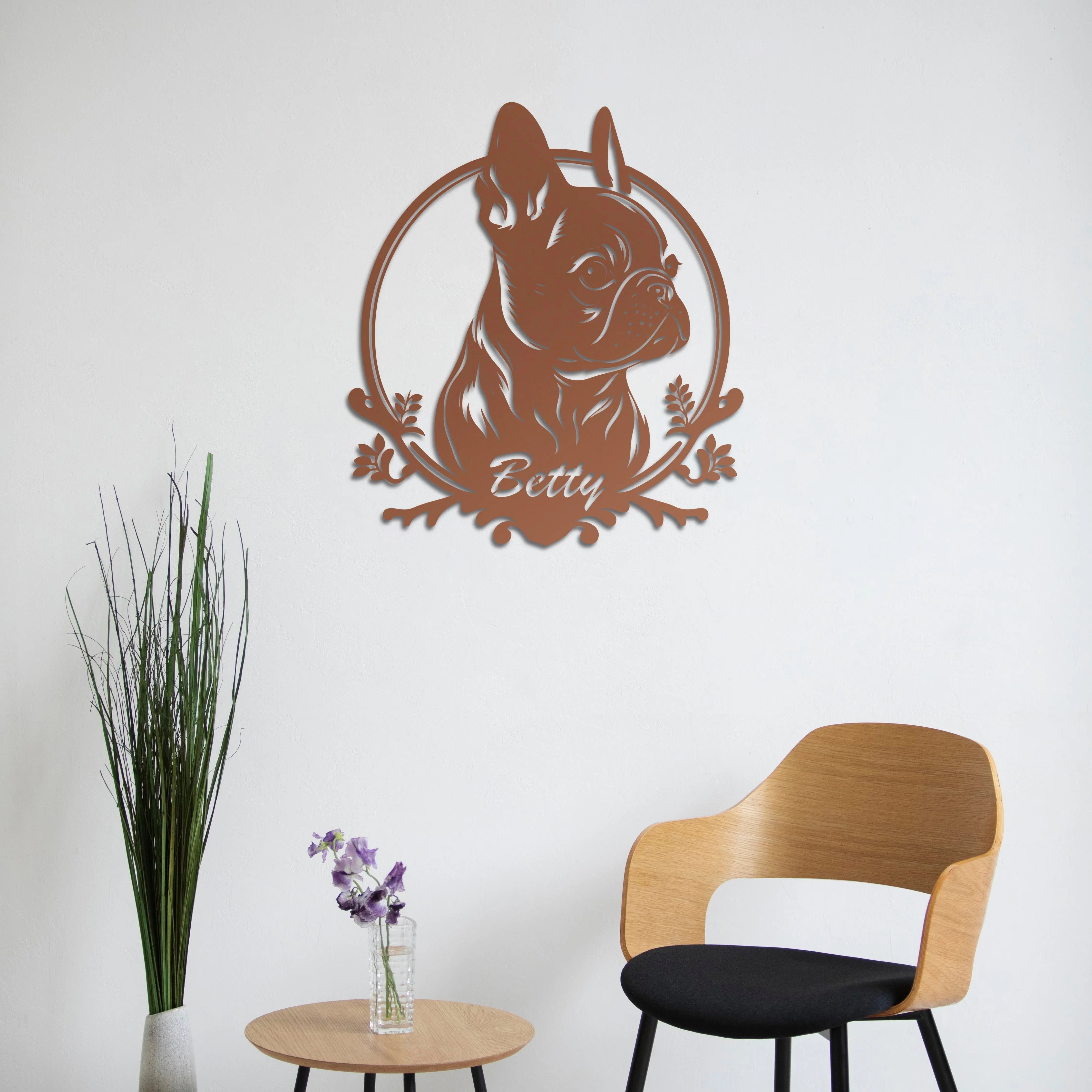 Kişiye Özel Köpek Figürlü Portre Metal Duvar Dekoru Laser Artique