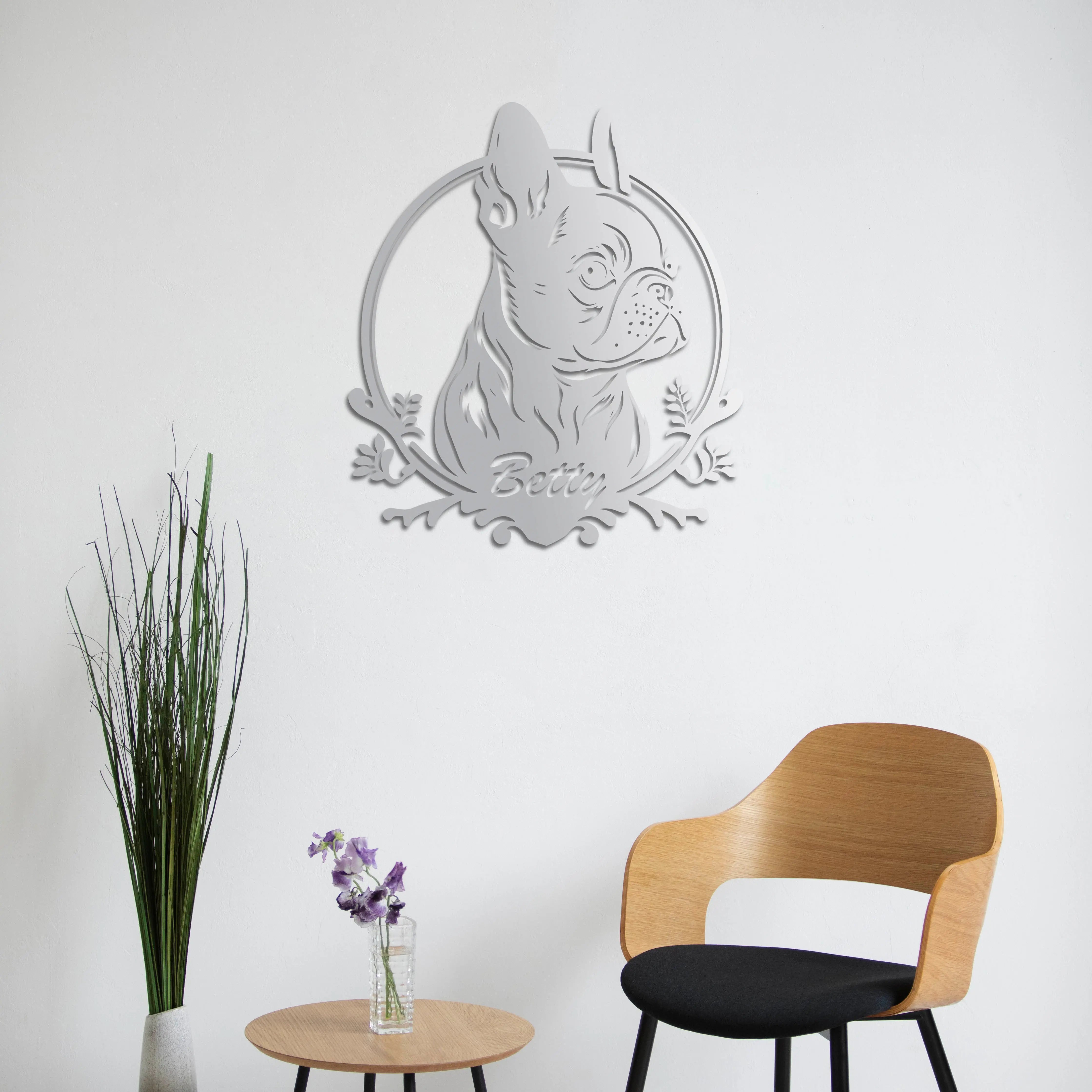 Kişiye Özel Köpek Figürlü Portre Metal Duvar Dekoru Laser Artique