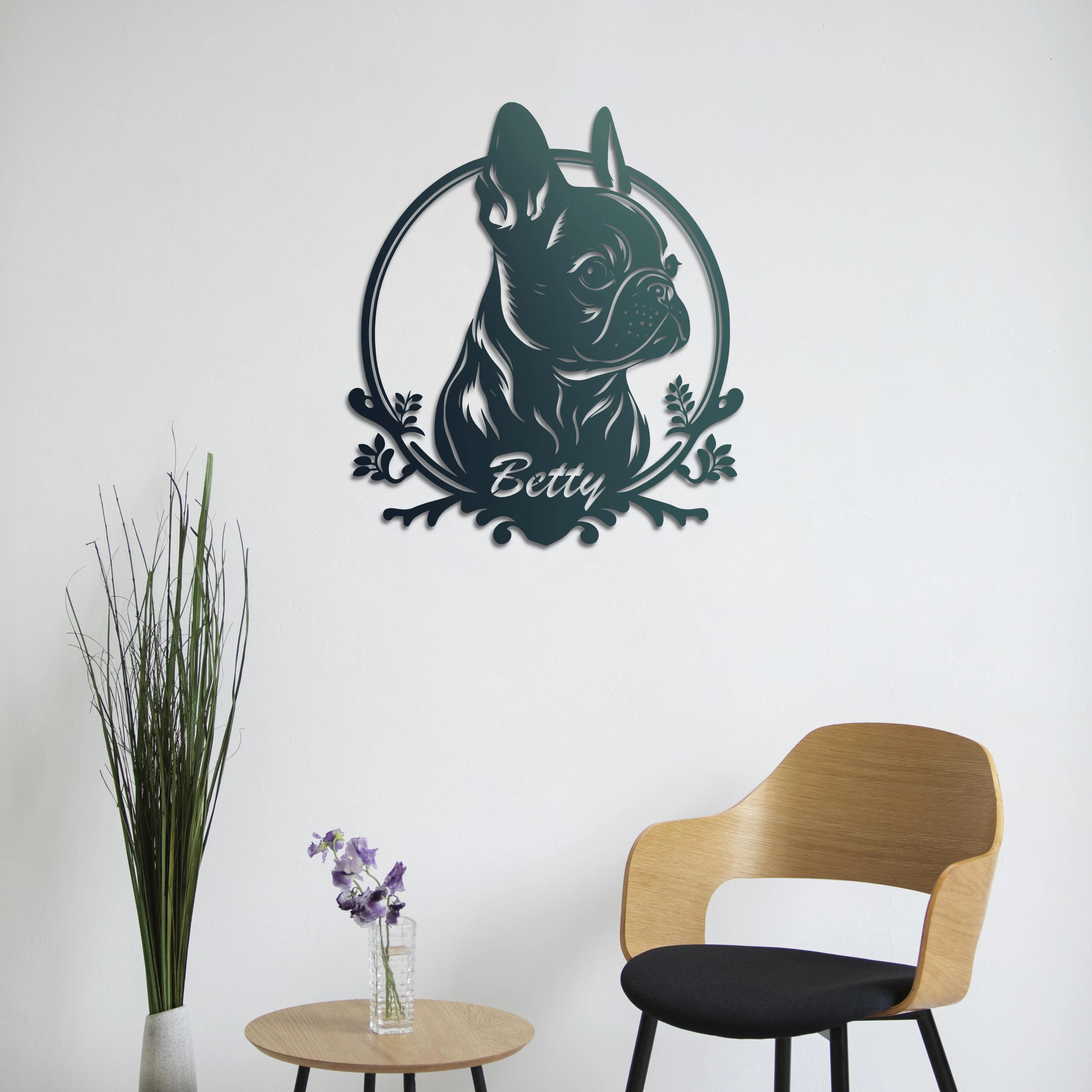 Kişiye Özel Köpek Figürlü Portre Metal Duvar Dekoru Laser Artique