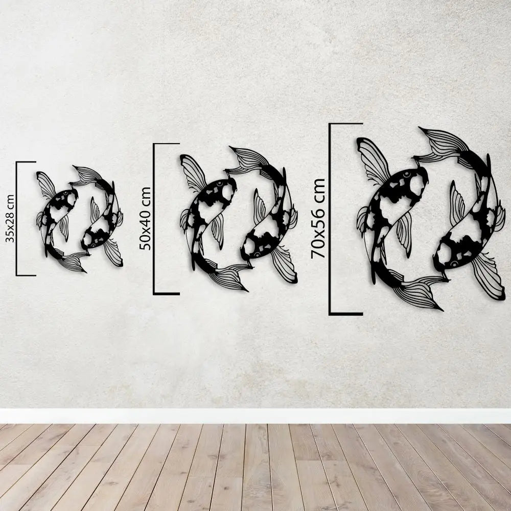Koi Balığı Metal Duvar Dekoru Laser Artique