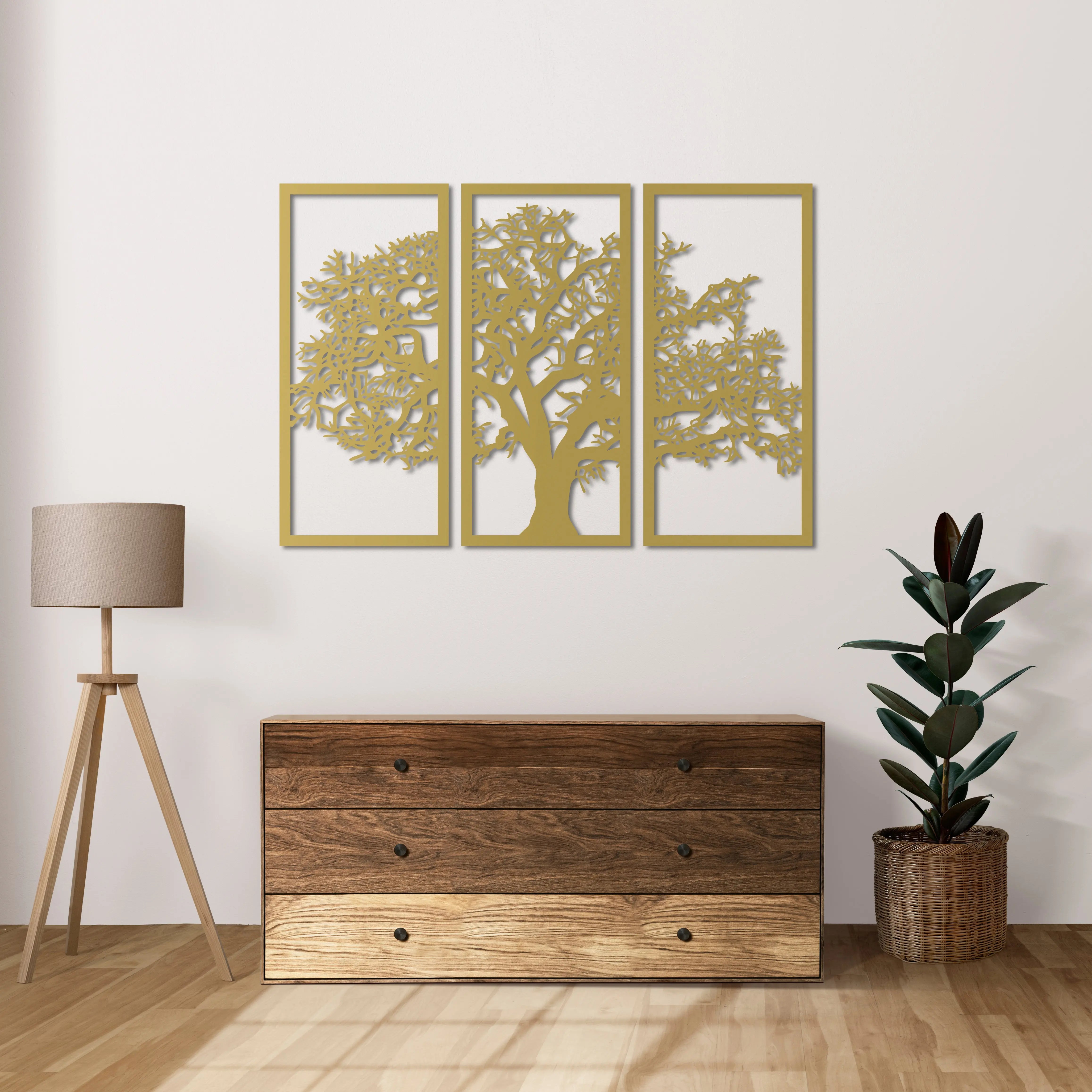 Köklerden Gökyüzüne Ağaç Metal Duvar Dekoru Laser Artique