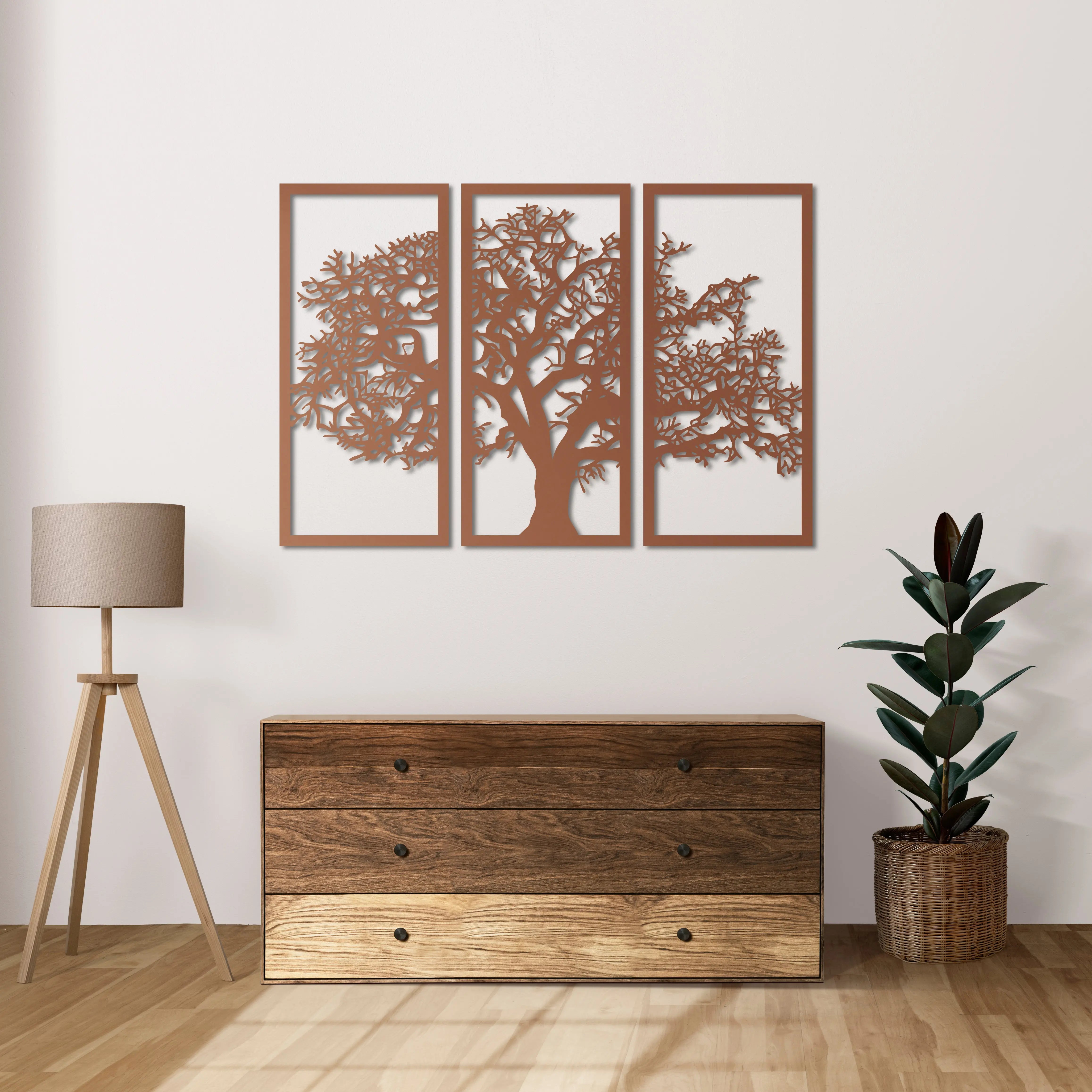 Köklerden Gökyüzüne Ağaç Metal Duvar Dekoru Laser Artique