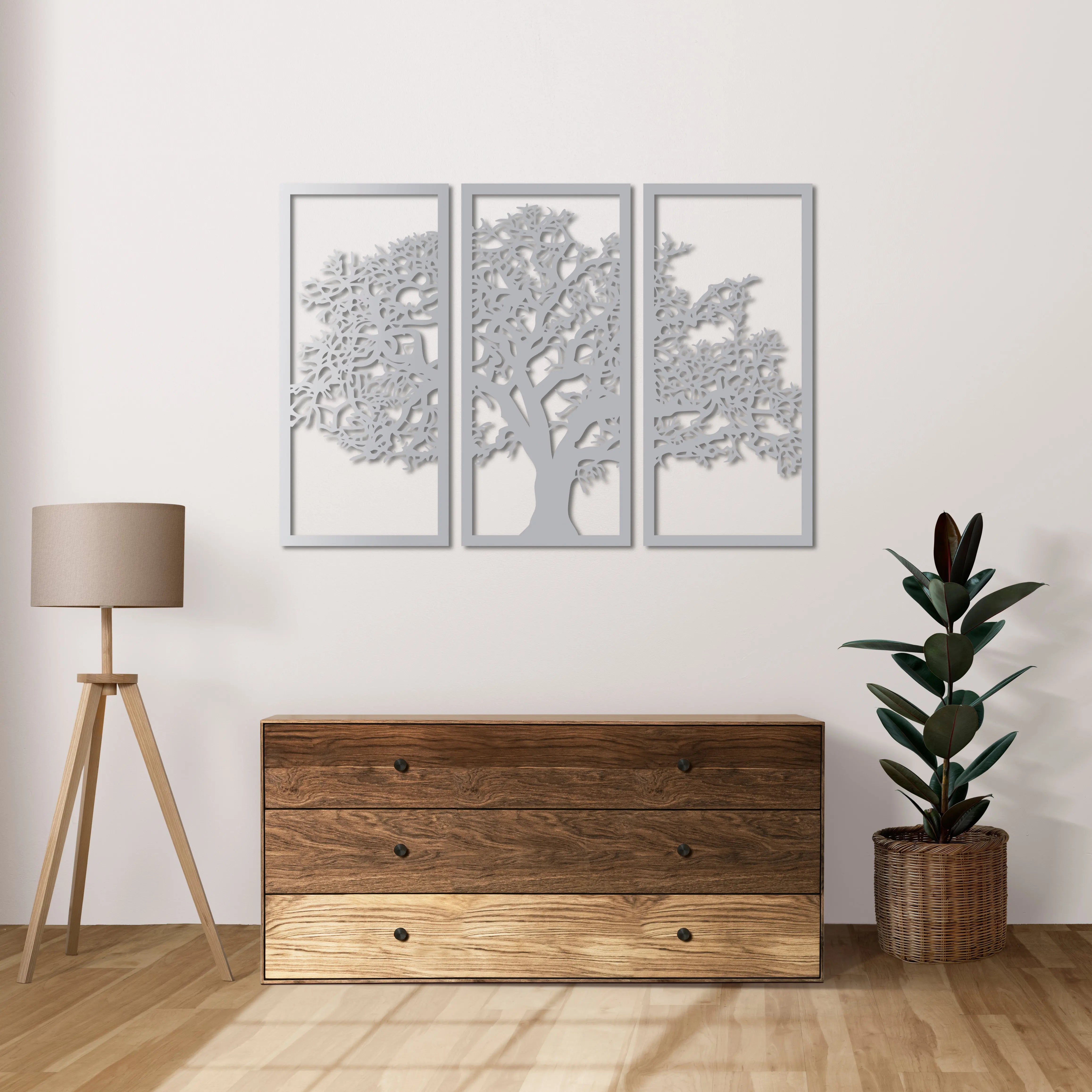 Köklerden Gökyüzüne Ağaç Metal Duvar Dekoru Laser Artique