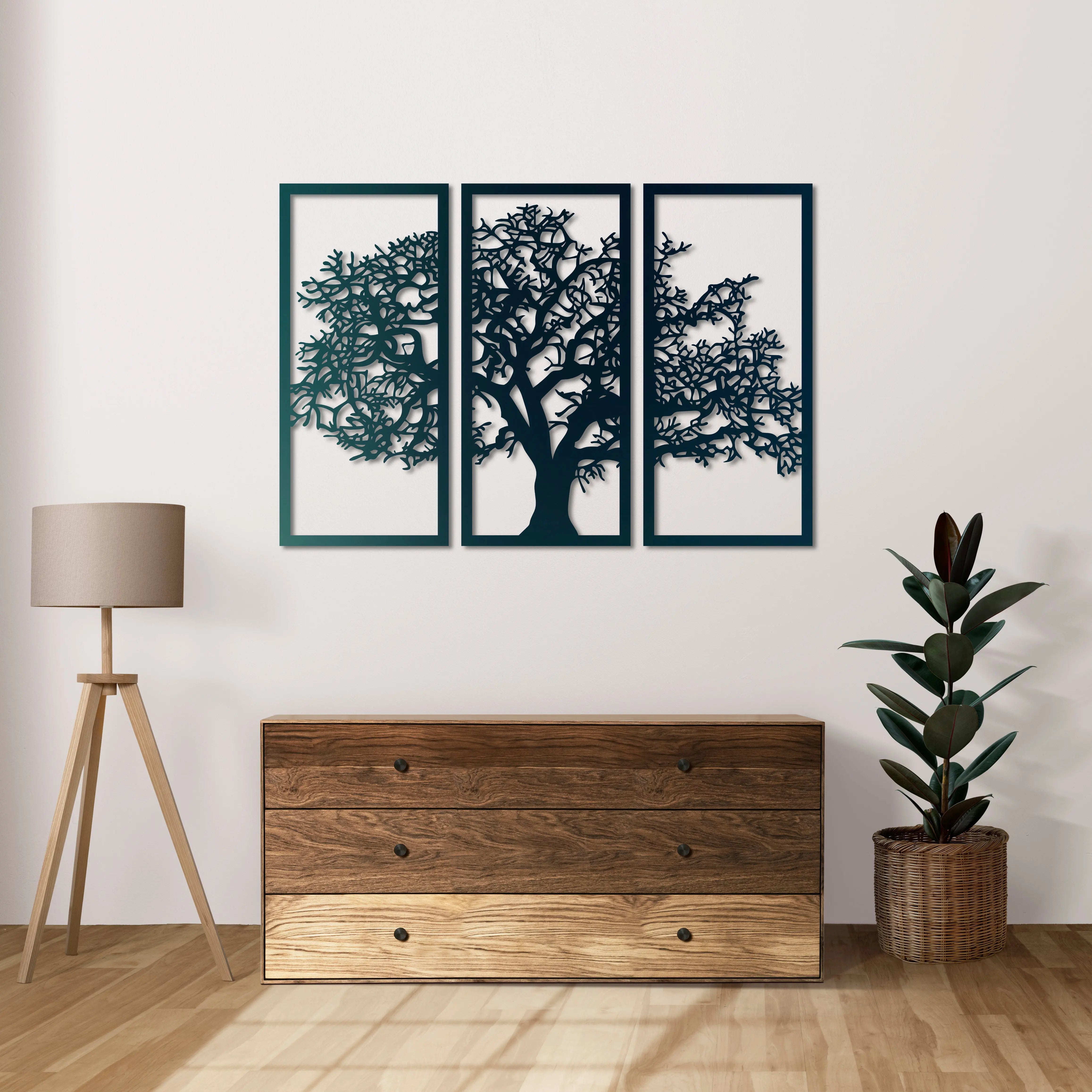 Köklerden Gökyüzüne Ağaç Metal Duvar Dekoru Laser Artique