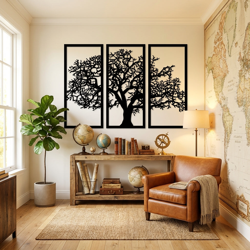 Köklerden Gökyüzüne Ağaç Metal Duvar Dekoru