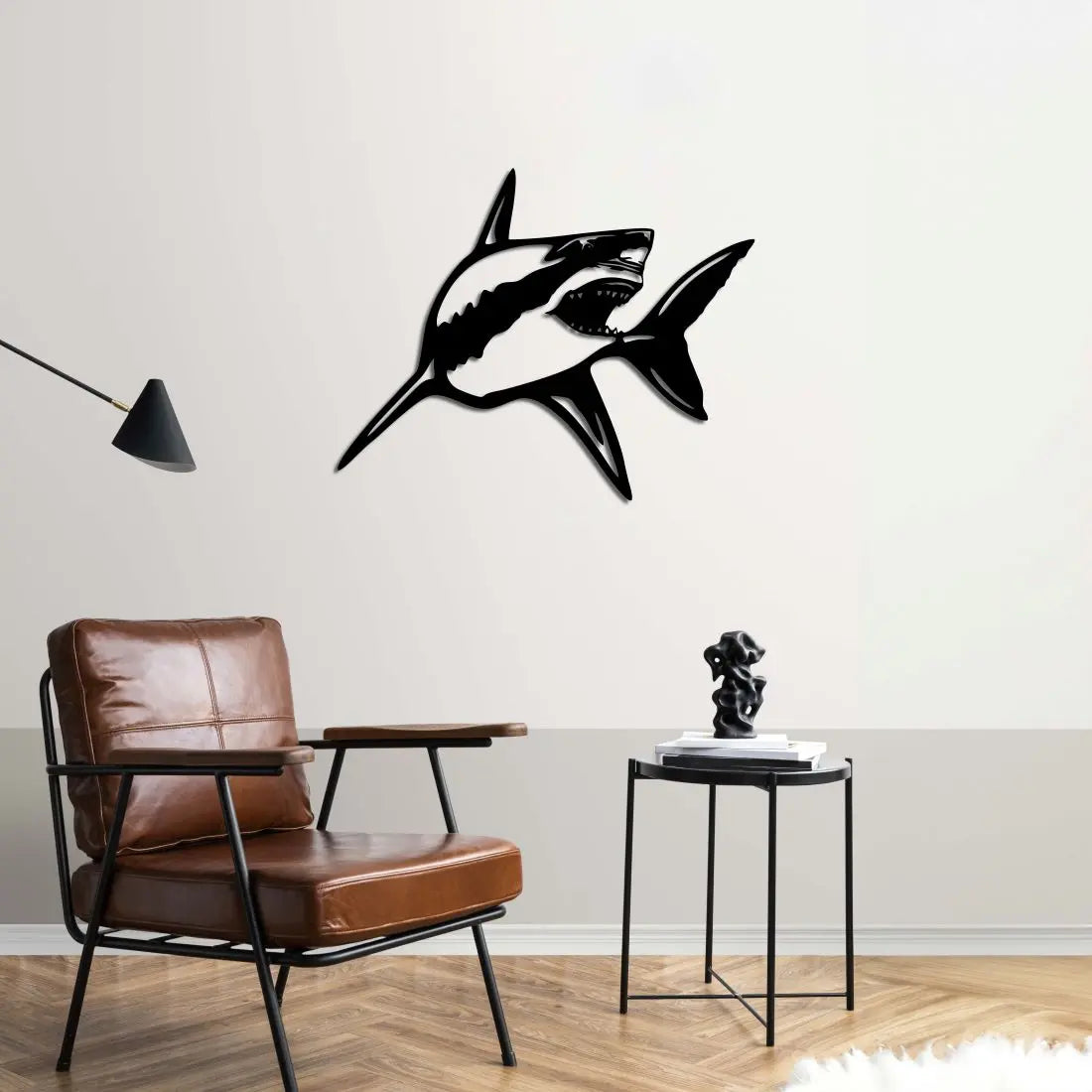 Denizlerin Gücü Köpekbalığı Metal Duvar Dekoru Laser Artique