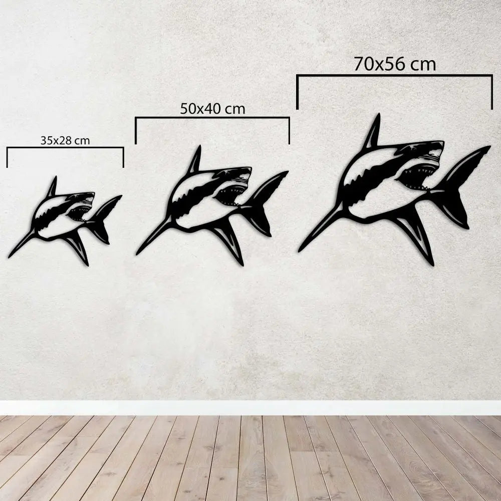 Denizlerin Gücü Köpekbalığı Metal Duvar Dekoru Laser Artique