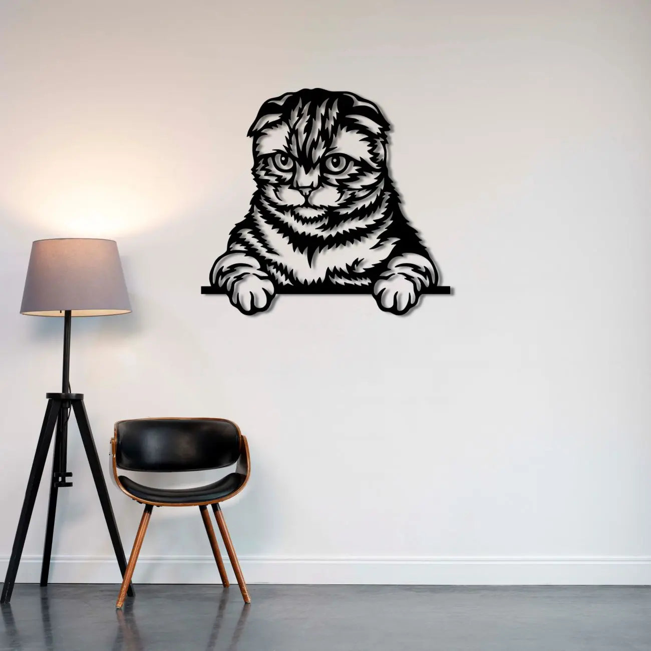 Meraklı Kedi Metal Duvar Dekoru Laser Artique
