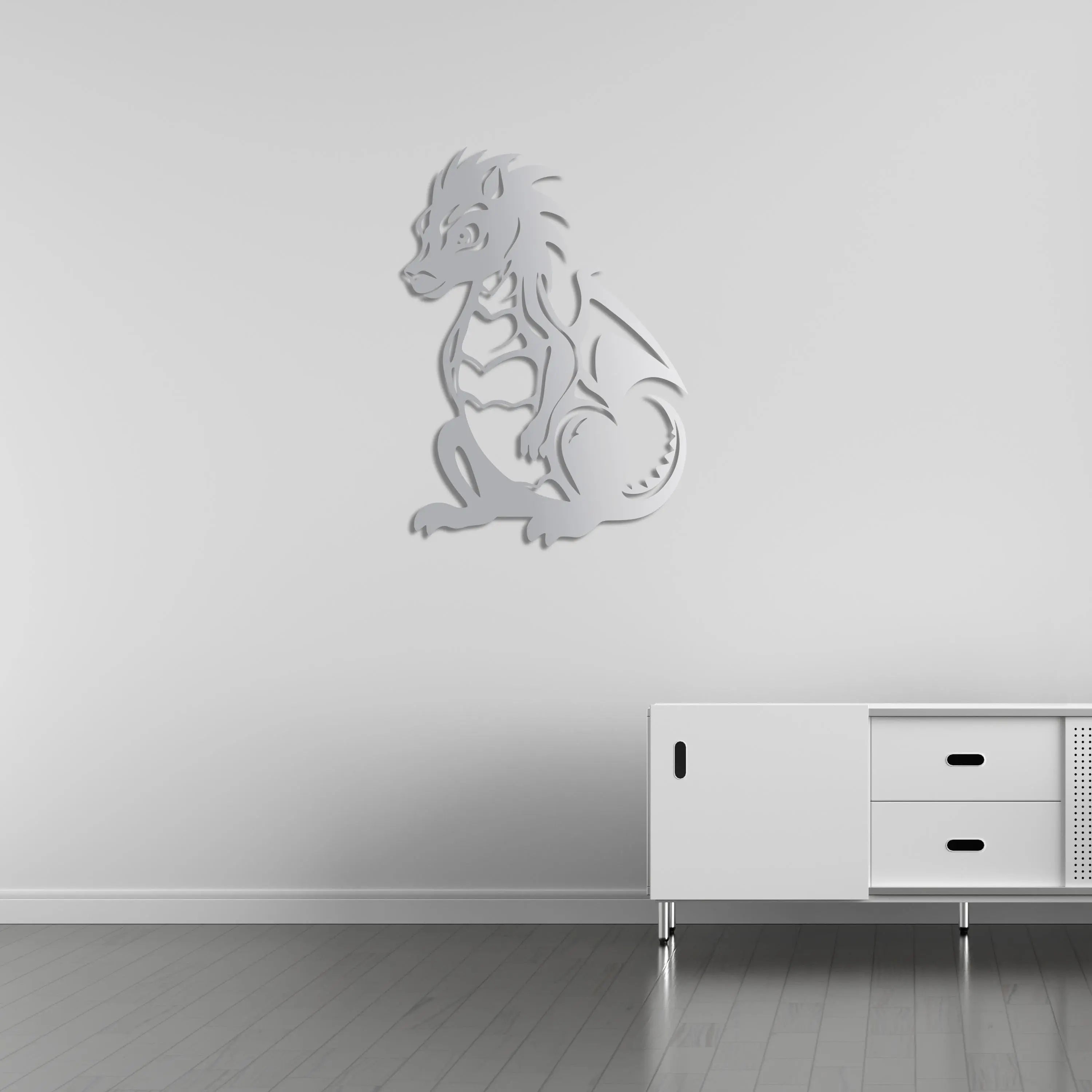 Minik Ejderha Metal Duvar Dekoru Laser Artique