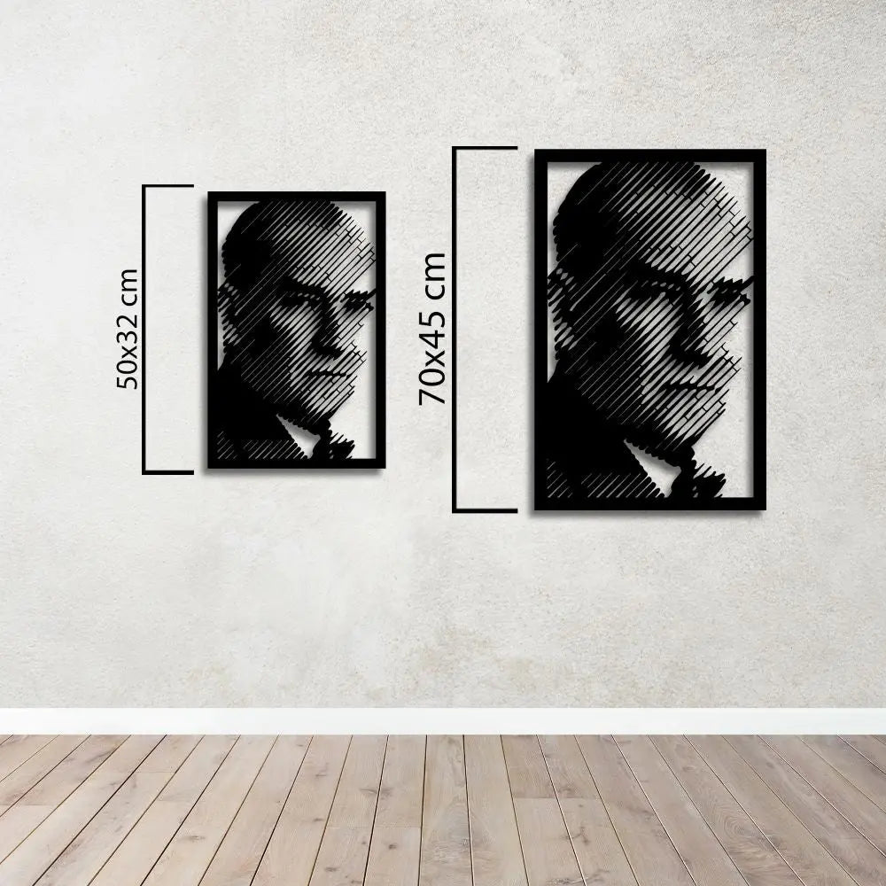 Modern Çizgilerde Bir Devlet Adamı: Atatürk Metal Duvar Dekoru Laser Artique
