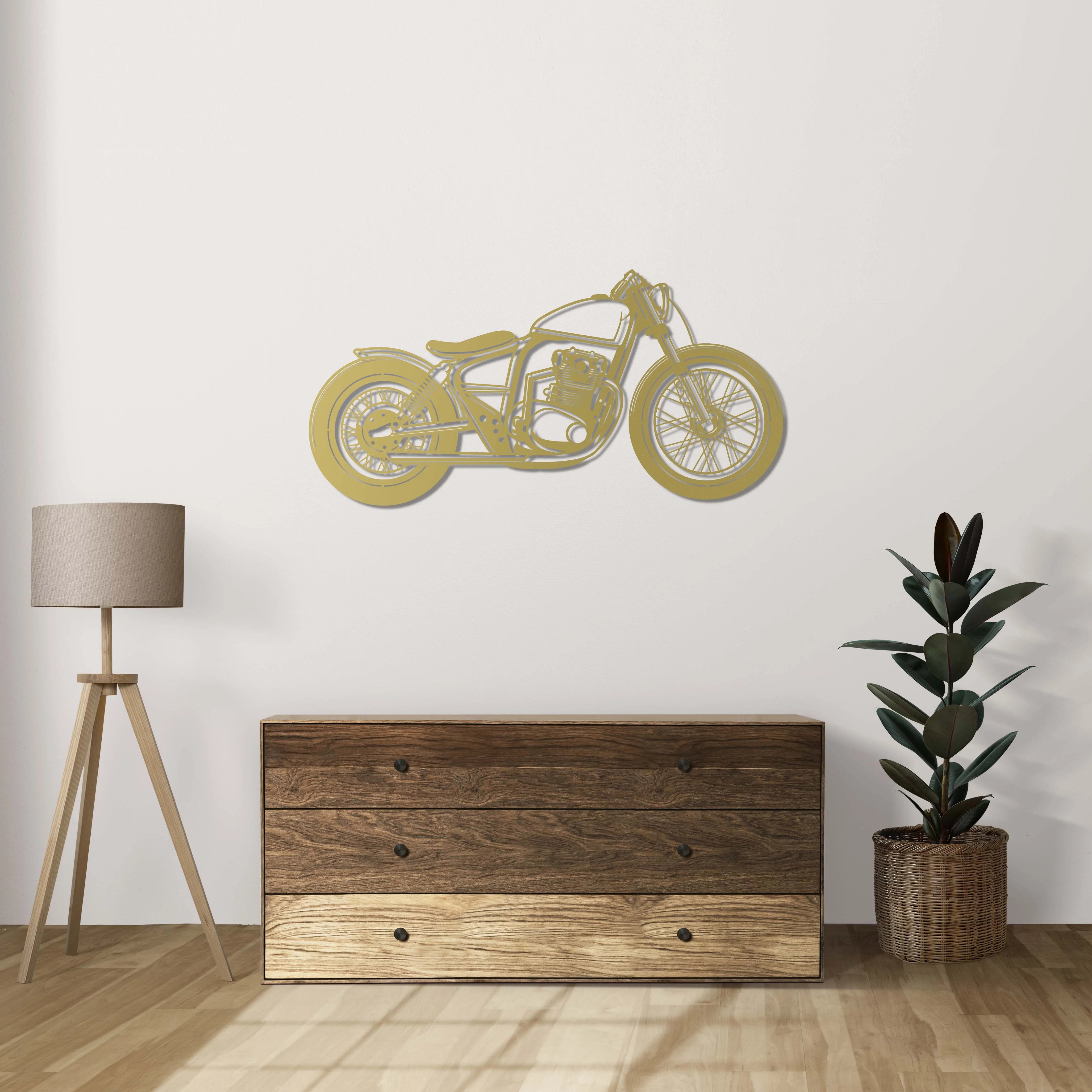 Klasik Bobber – Metal Motosiklet Duvar Dekoru Laser Artique