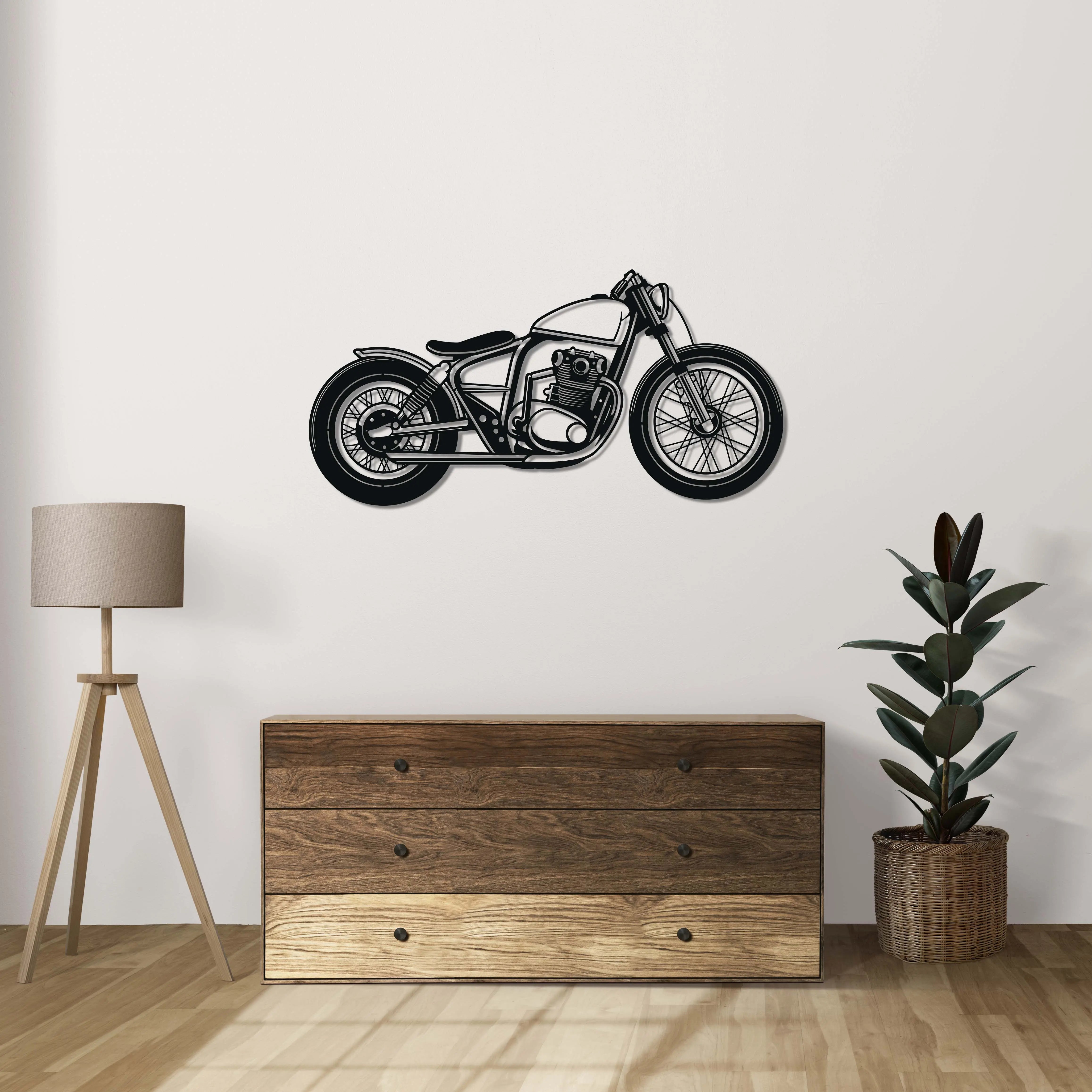 Klasik Bobber – Metal Motosiklet Duvar Dekoru Laser Artique