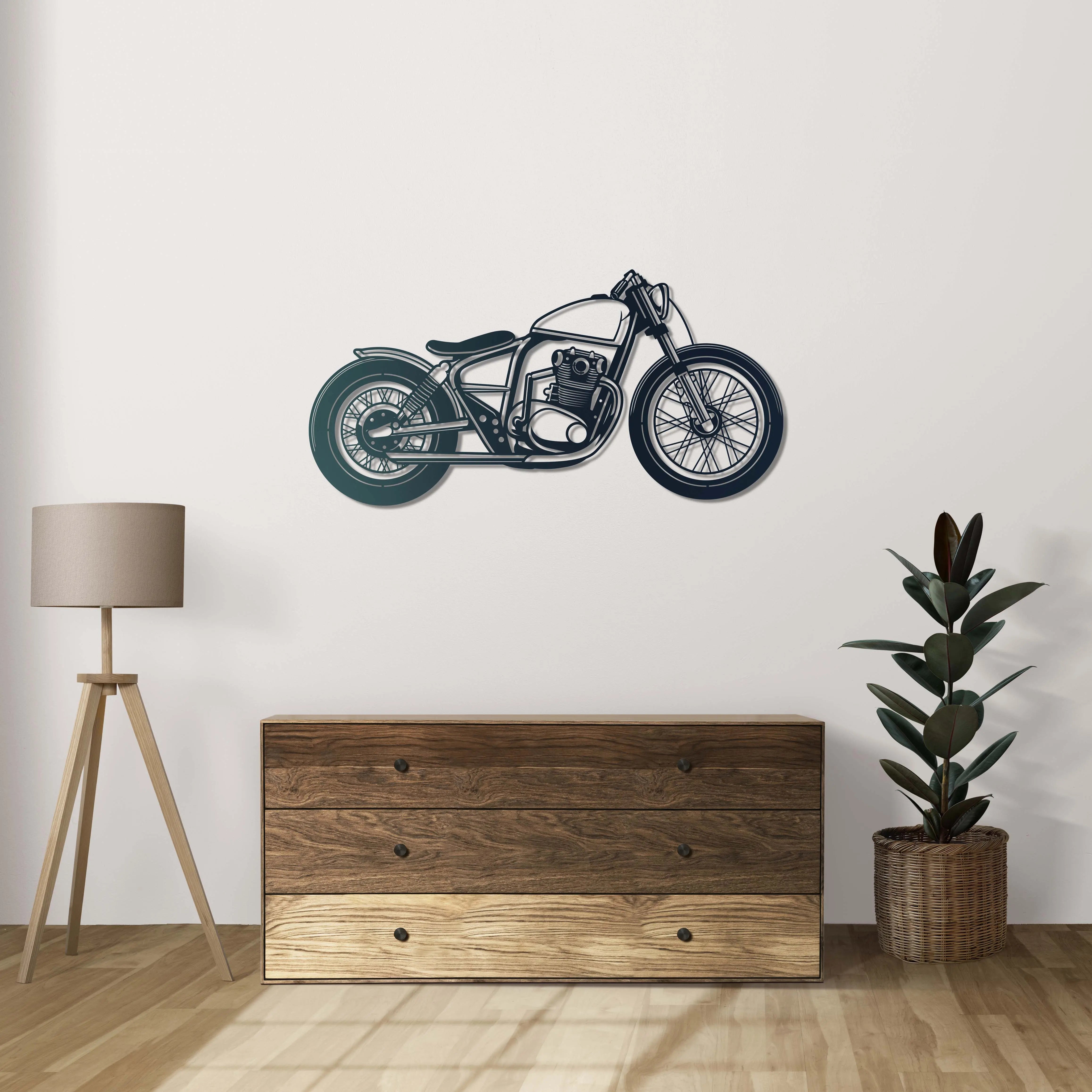 Klasik Bobber – Metal Motosiklet Duvar Dekoru Laser Artique