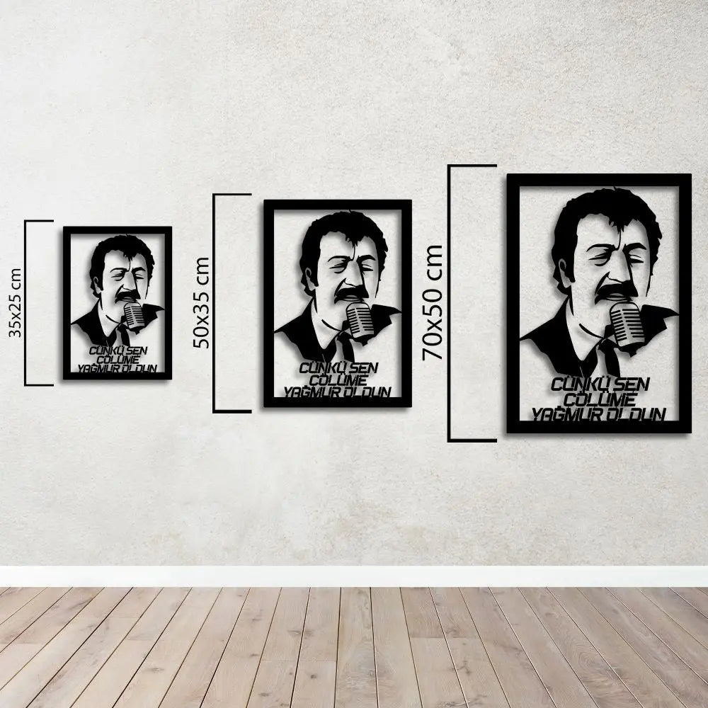 Müslüm Gürses Metal Duvar Dekoru Laser Artique