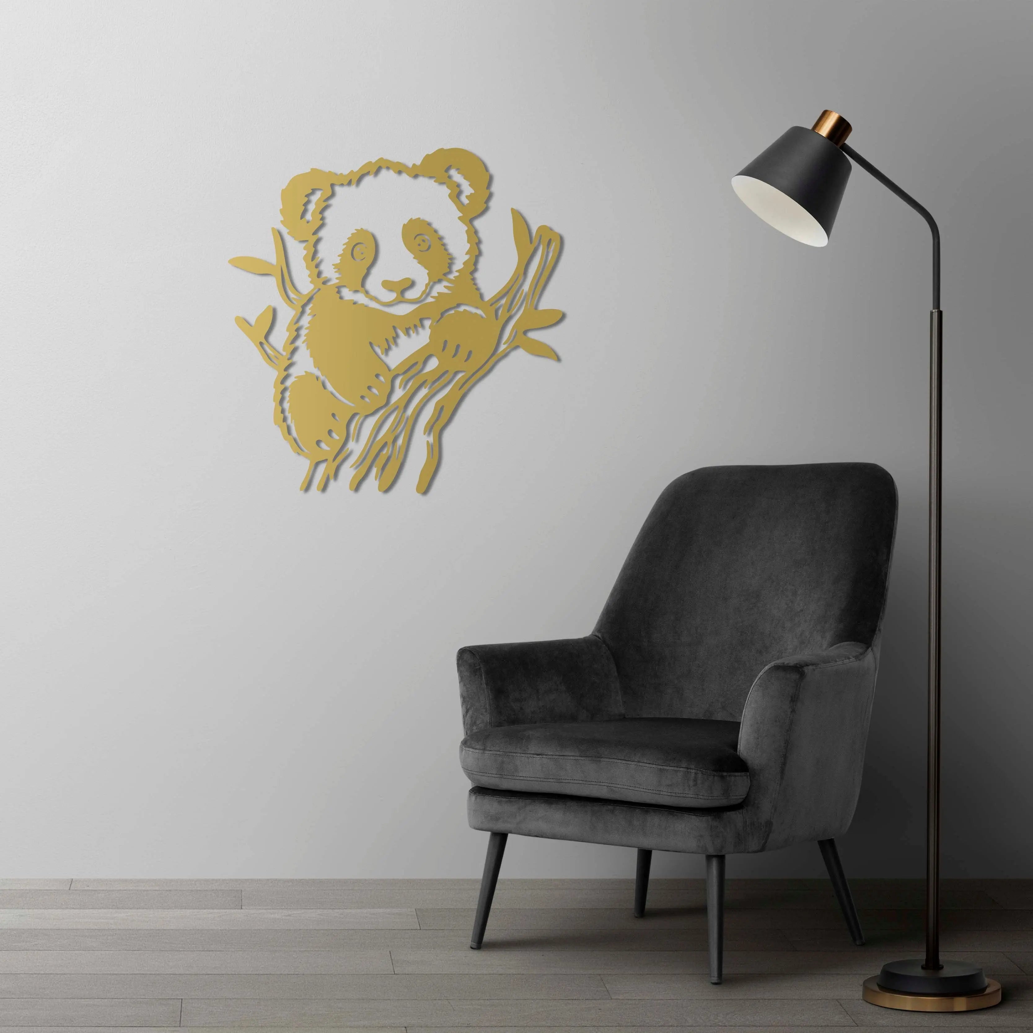 Neşeli Yoldaş: Panda Metal Duvar Dekoru Laser Artique