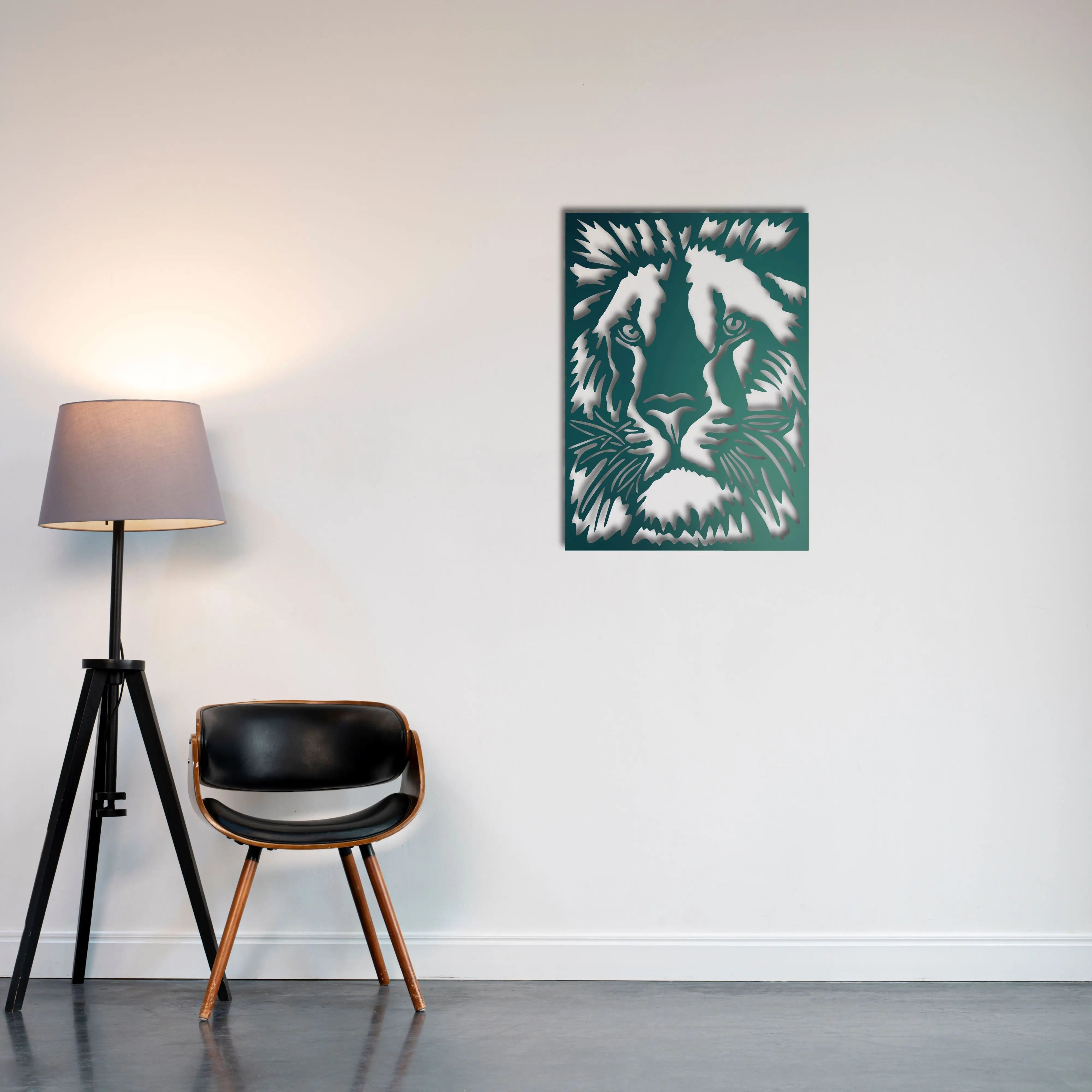 Ormanların Kralı Aslan Metal Duvar Dekoru Laser Artique