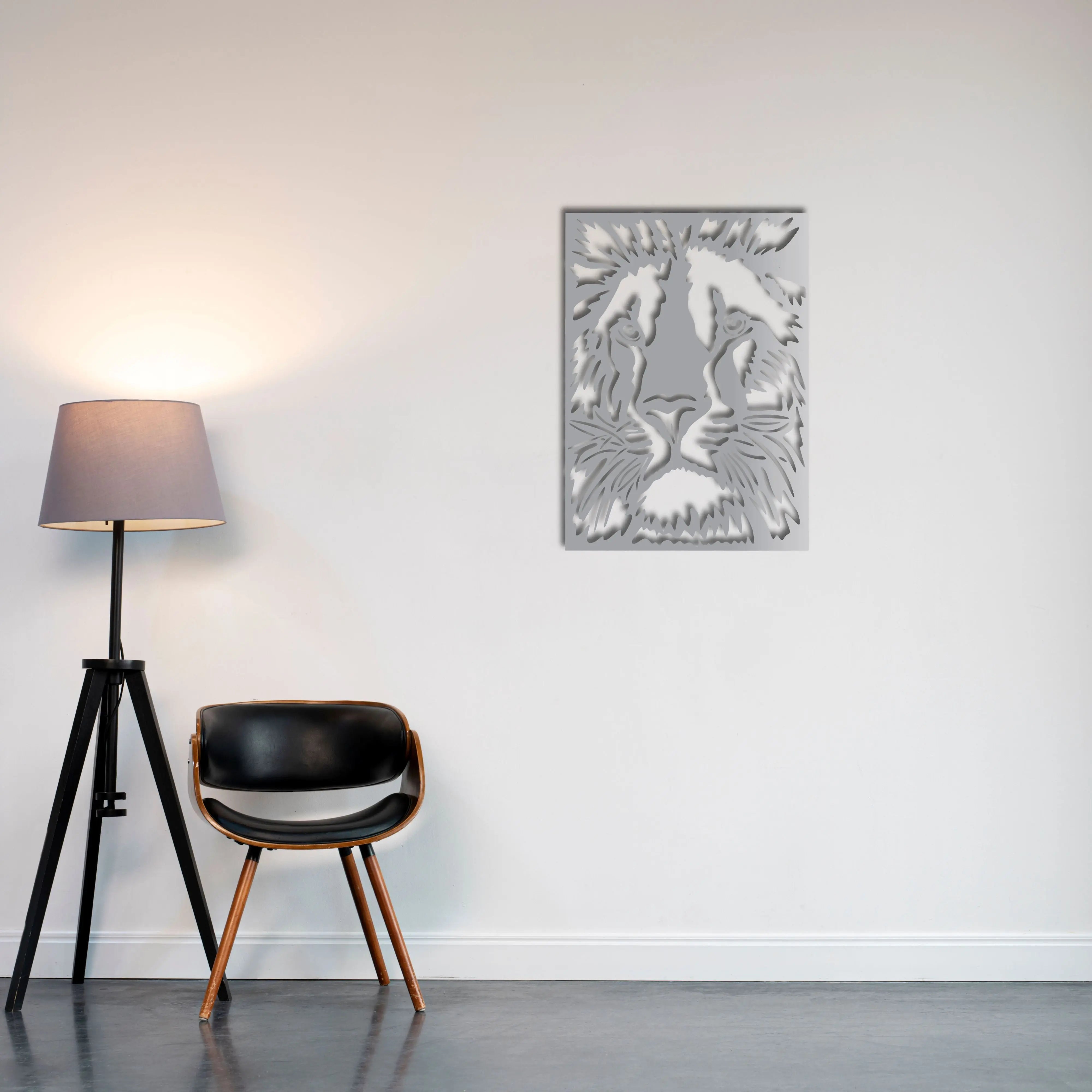 Ormanların Kralı Aslan Metal Duvar Dekoru Laser Artique