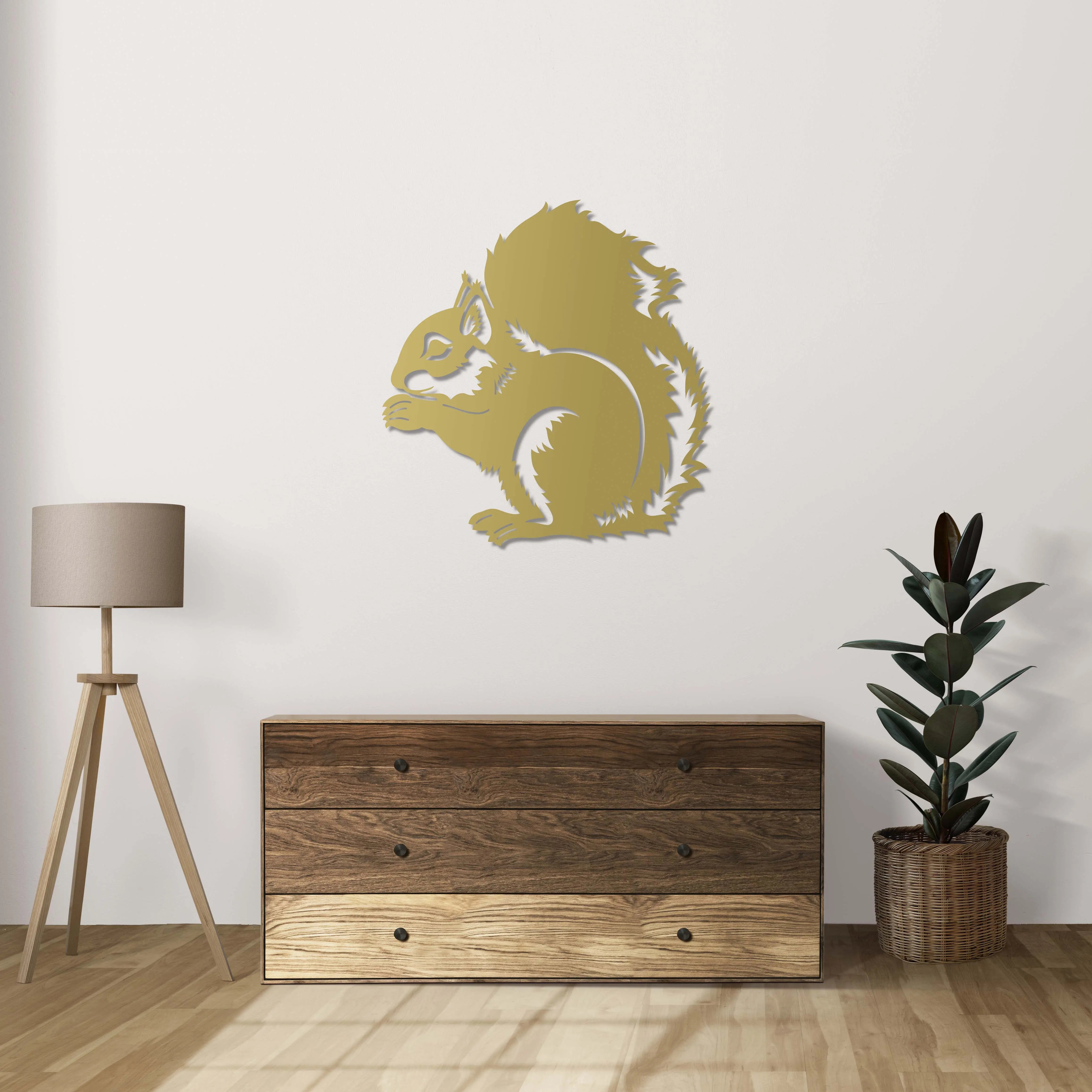 Ormanın Şirin Koruyucusu Sincap Metal Duvar Dekoru Laser Artique