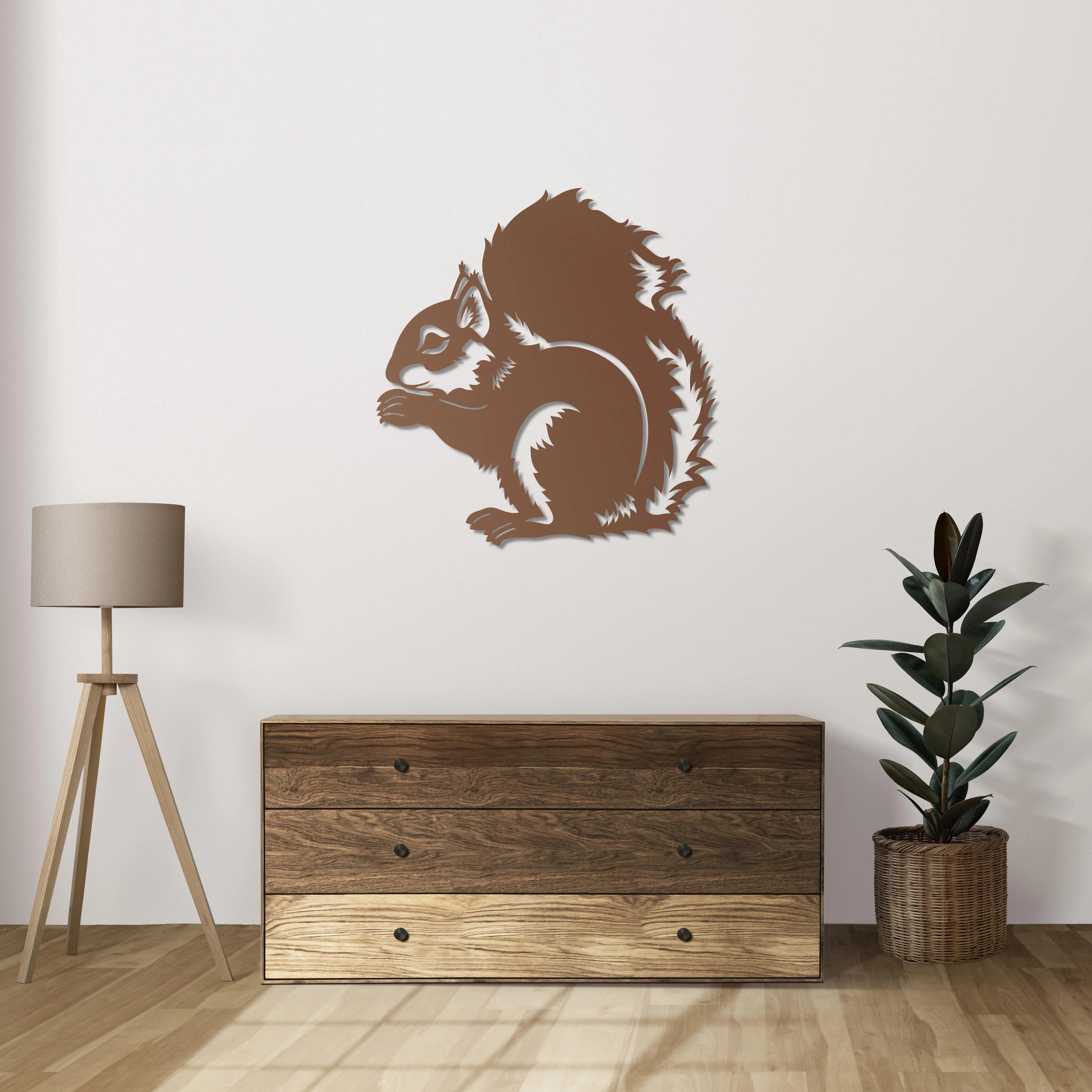 Ormanın Şirin Koruyucusu Sincap Metal Duvar Dekoru Laser Artique