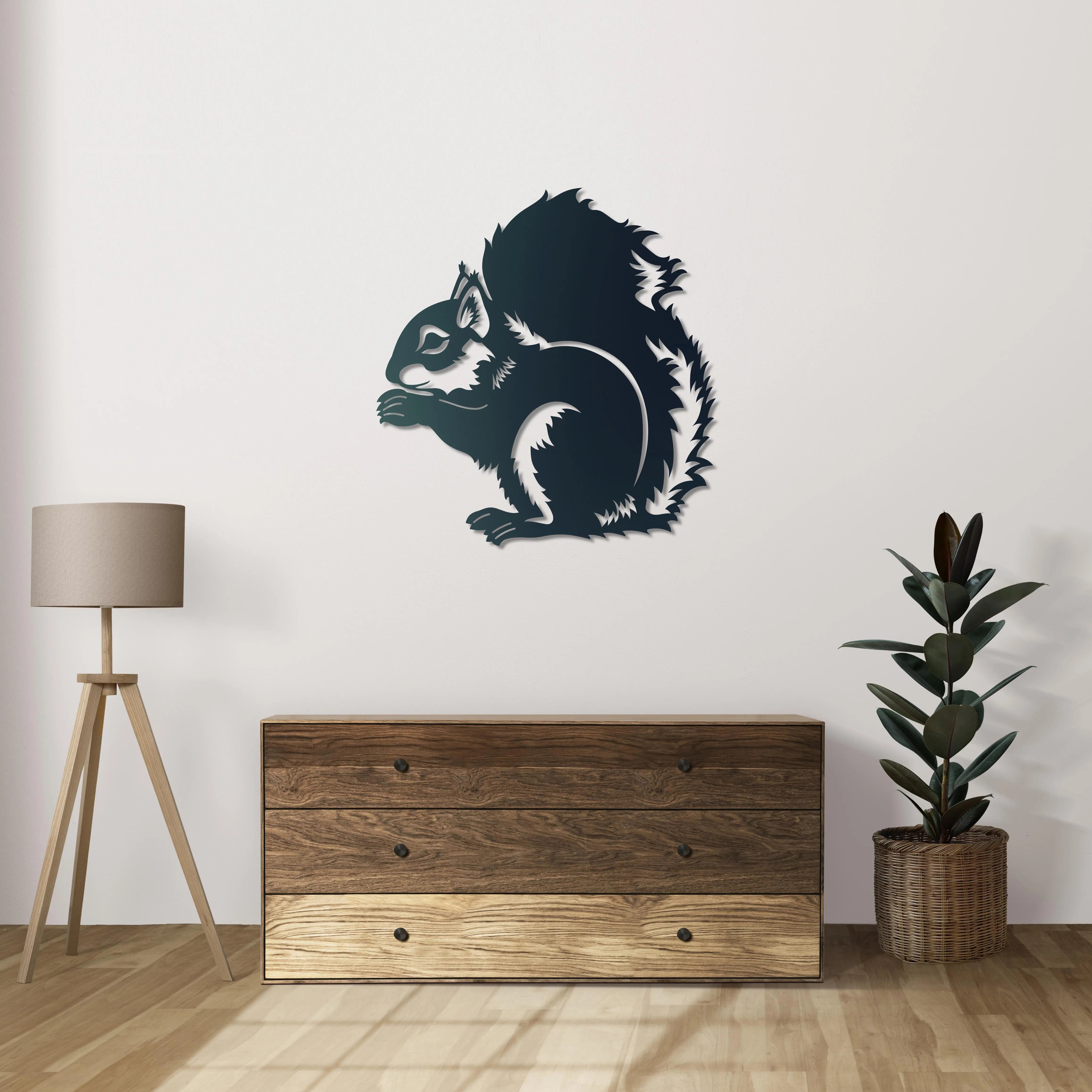 Ormanın Şirin Koruyucusu Sincap Metal Duvar Dekoru Laser Artique