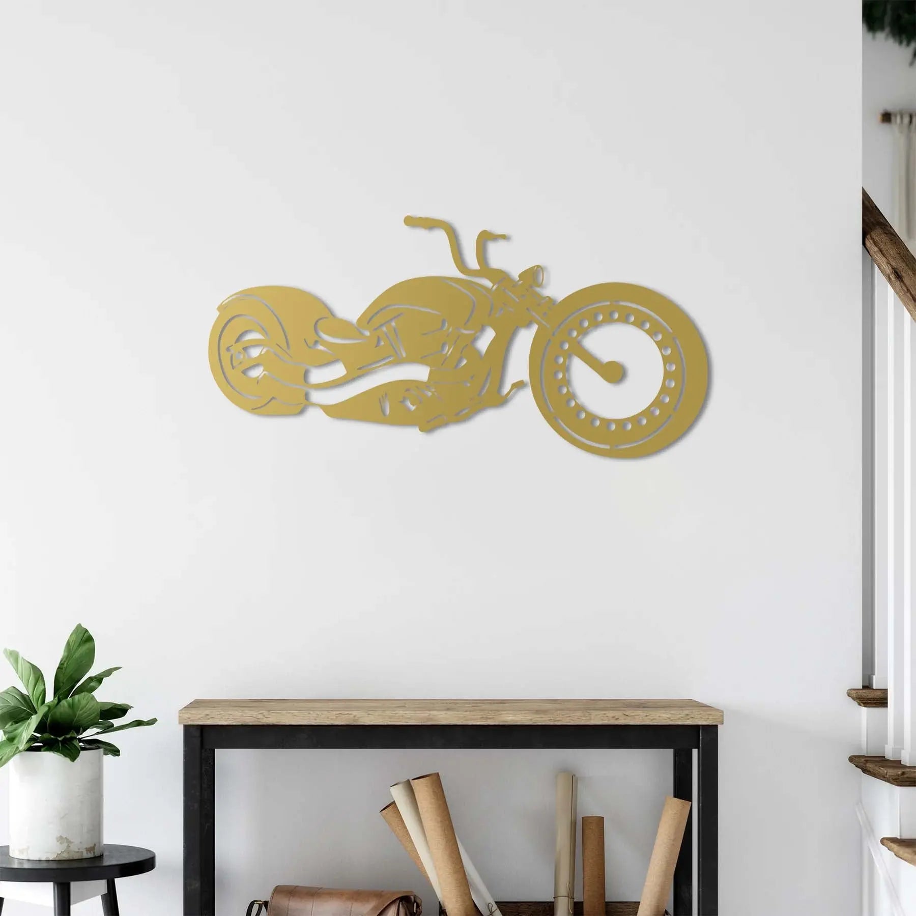 Özgür Ruh: Chopper Motosiklet Metal Duvar Dekoru Laser Artique