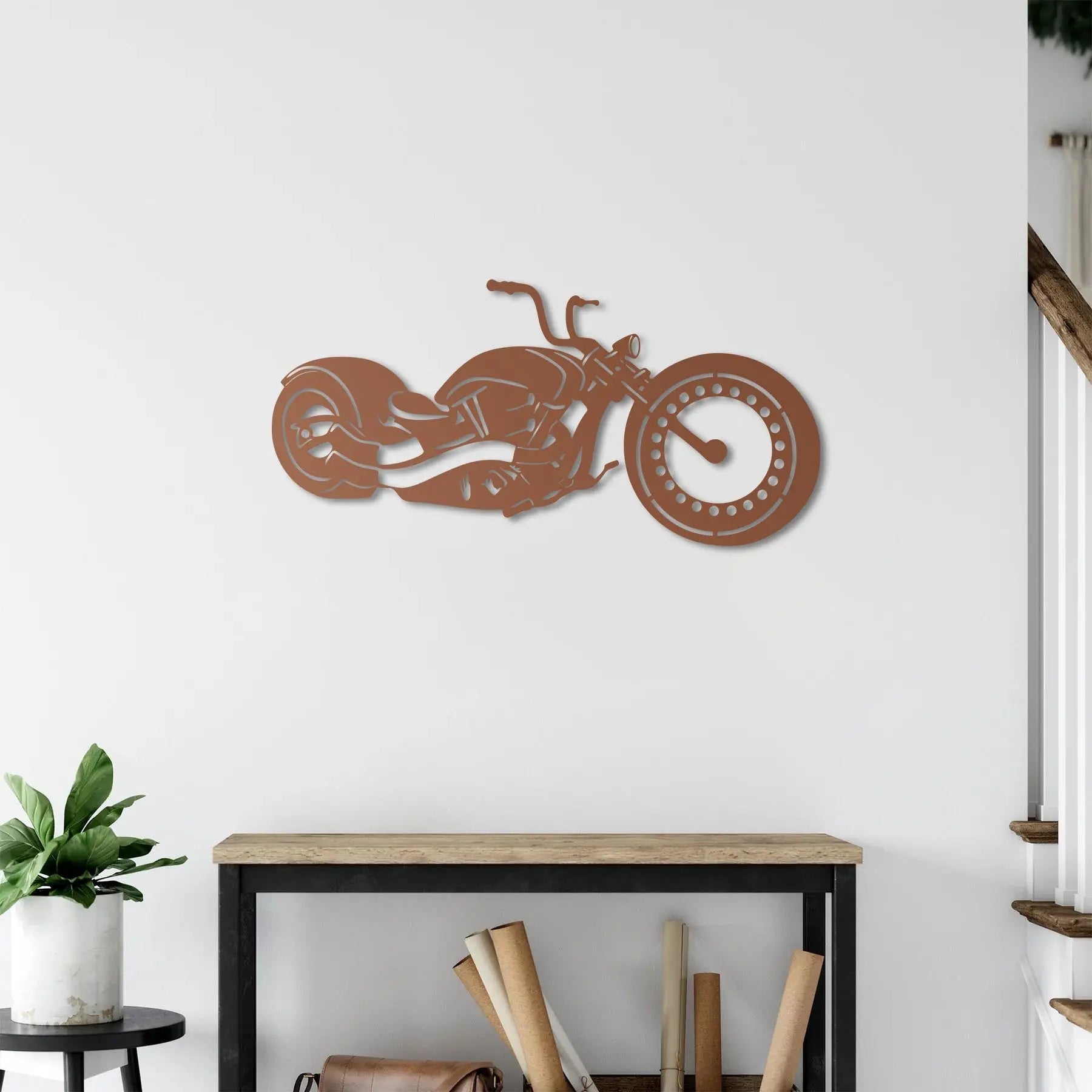 Özgür Ruh: Chopper Motosiklet Metal Duvar Dekoru Laser Artique
