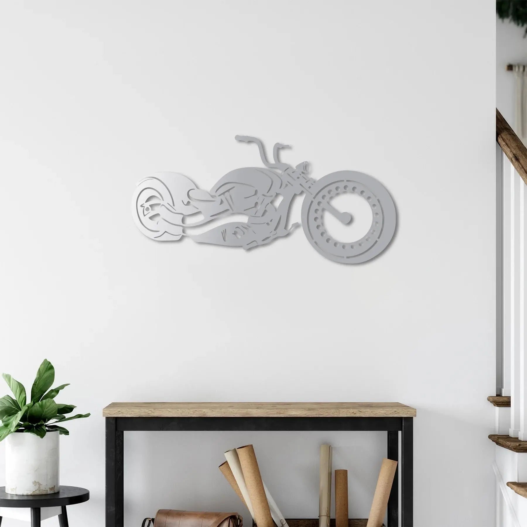 Özgür Ruh: Chopper Motosiklet Metal Duvar Dekoru Laser Artique