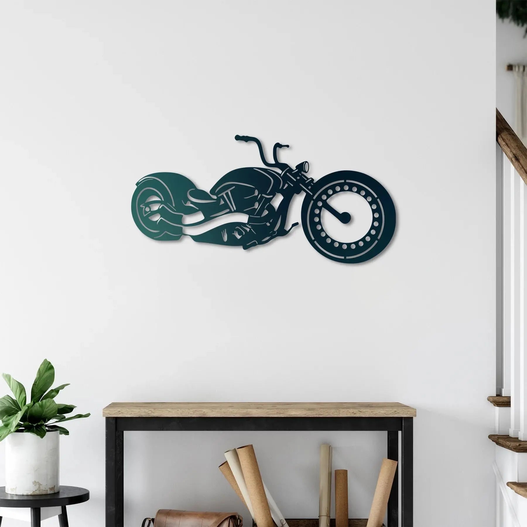 Özgür Ruh: Chopper Motosiklet Metal Duvar Dekoru Laser Artique