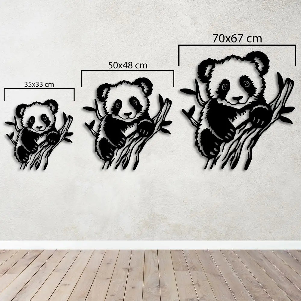 Neşeli Yoldaş: Panda Metal Duvar Dekoru Laser Artique