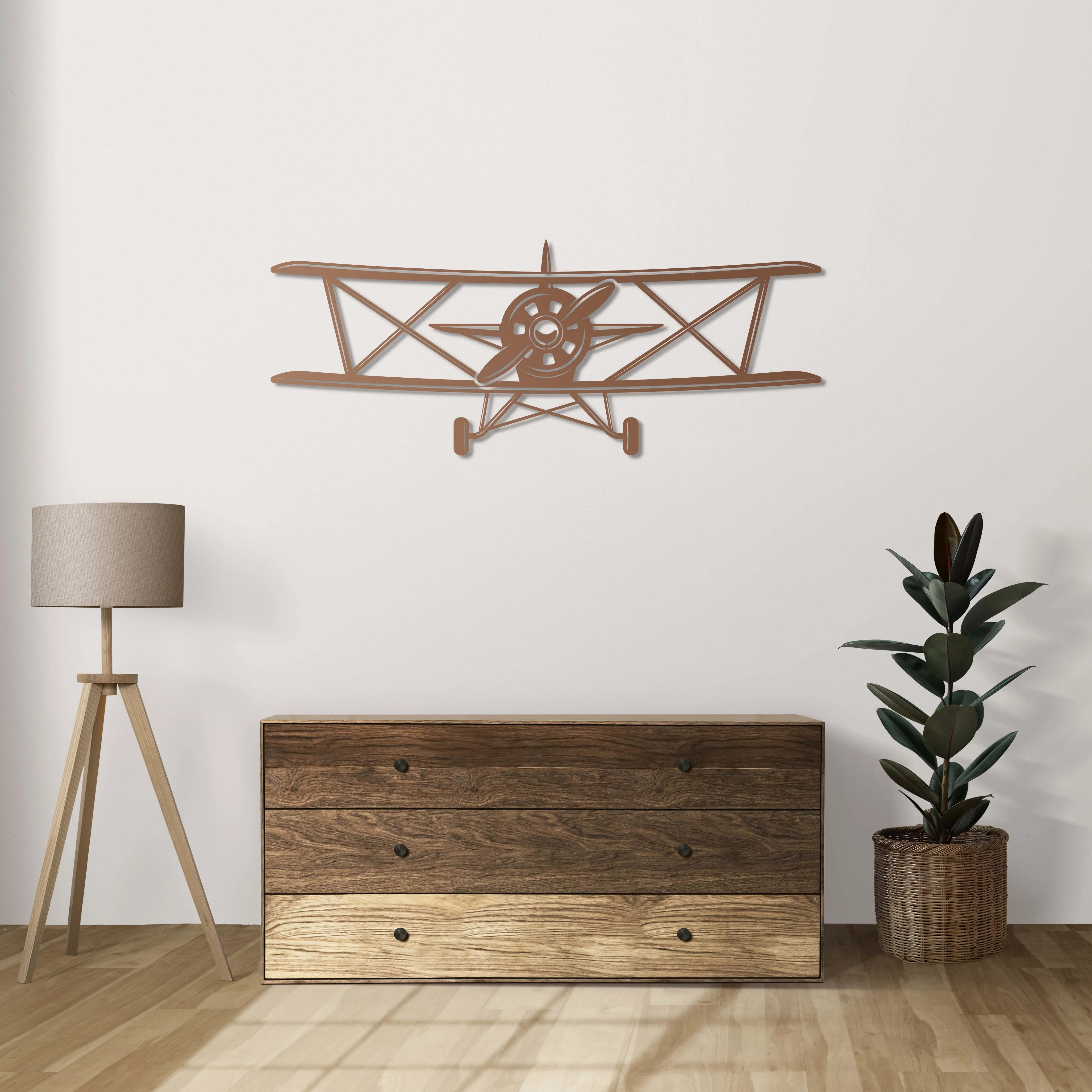 Pervaneli Uçak – Metal Duvar Dekoru Laser Artique