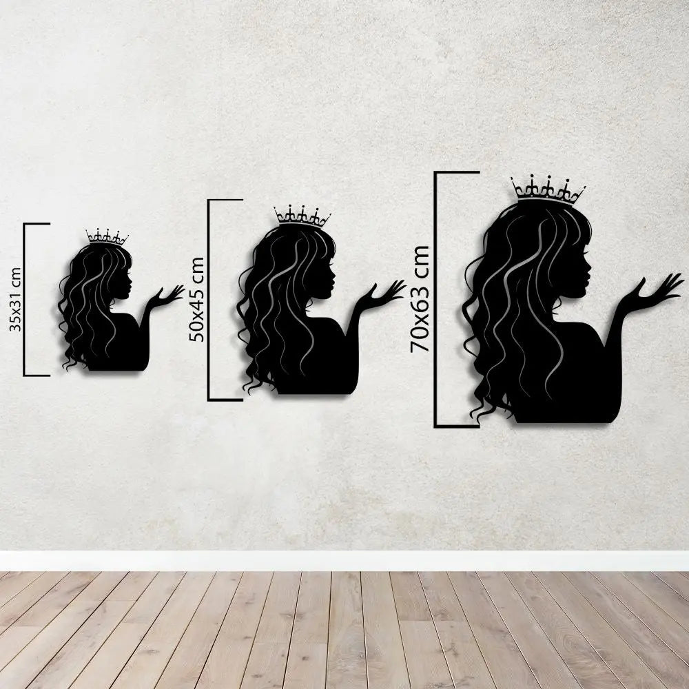 Zarif Prenses Silueti Metal Duvar Dekoru Laser Artique