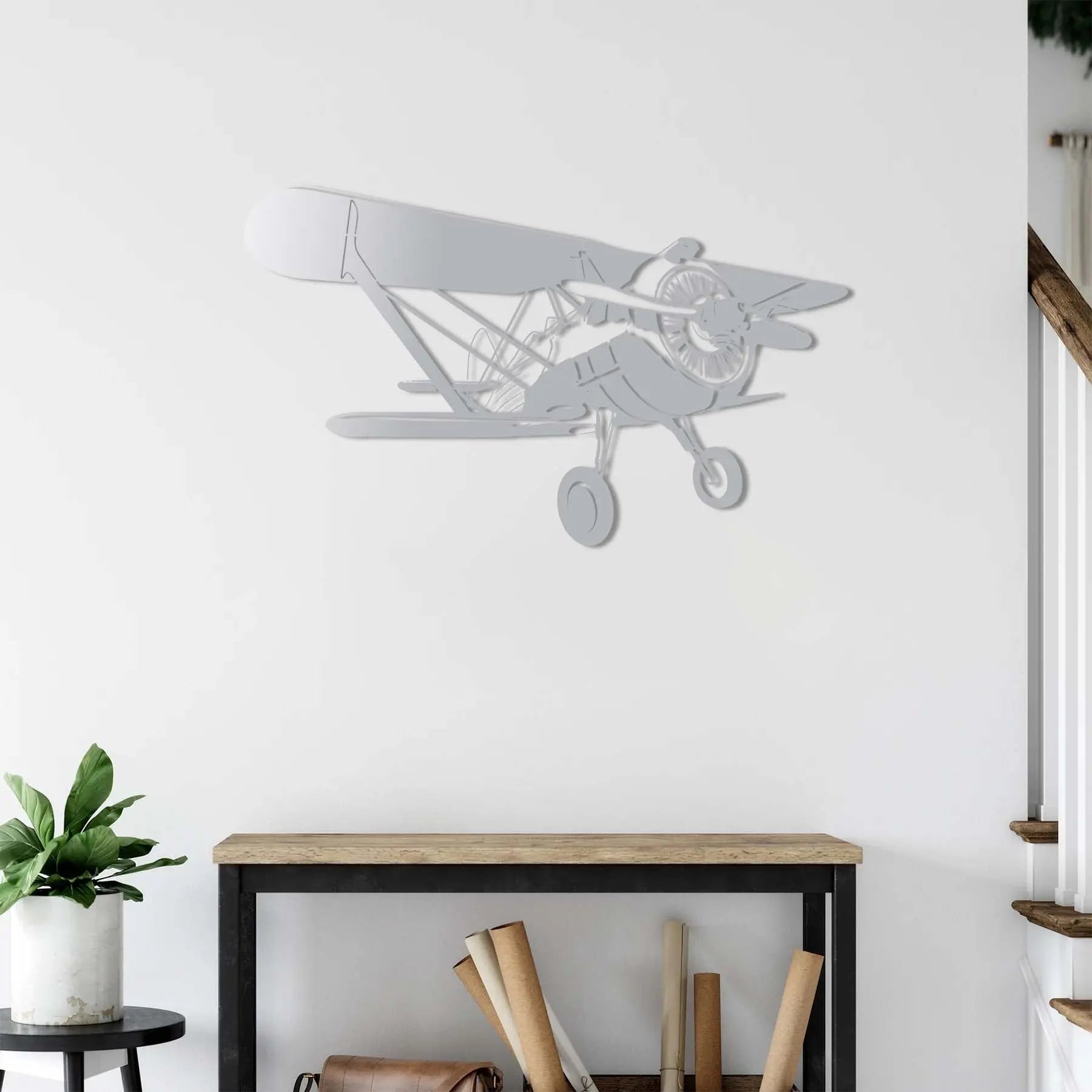 Klasik Radial Motorlu Uçak – Metal Duvar Dekoru Laser Artique