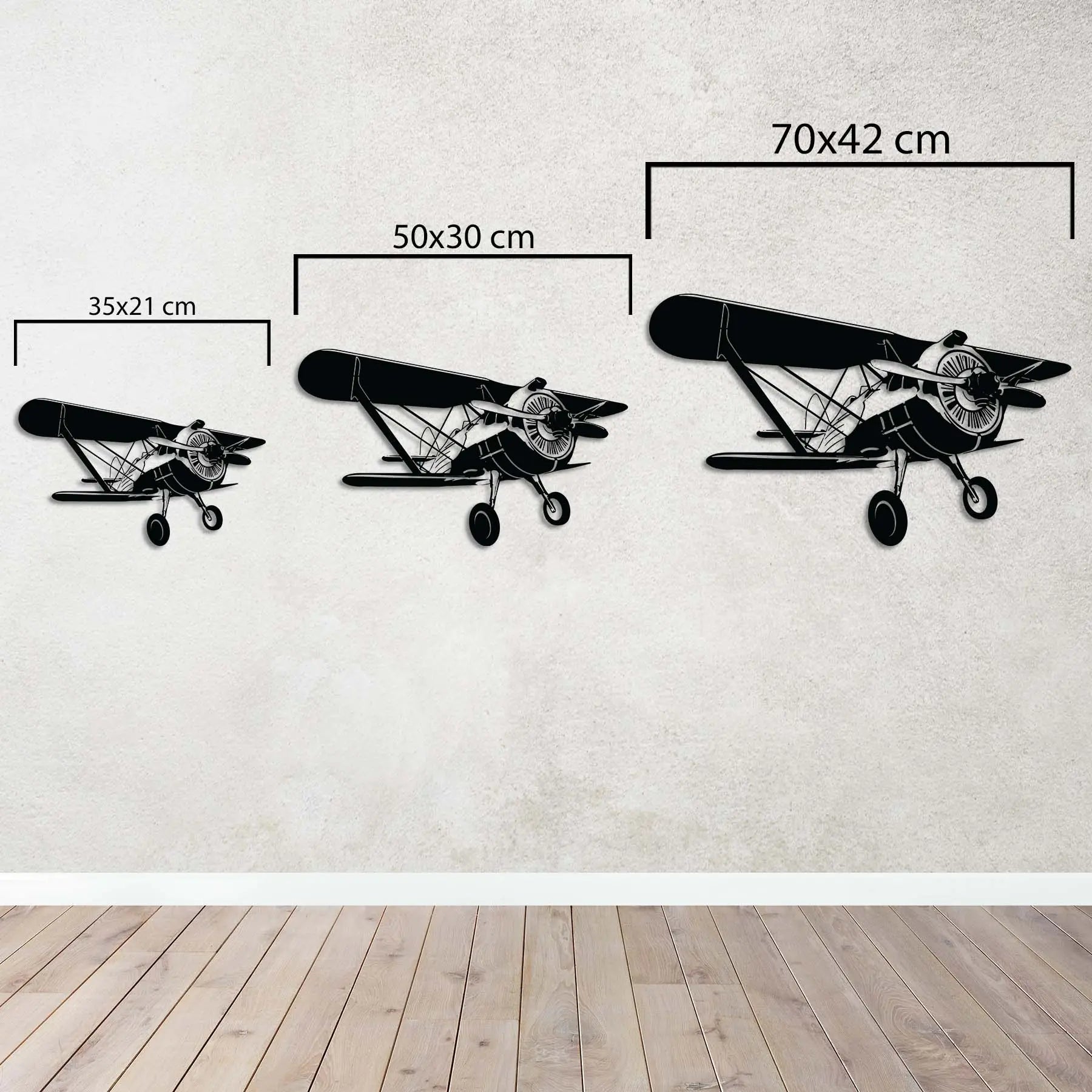 Klasik Radial Motorlu Uçak – Metal Duvar Dekoru Laser Artique
