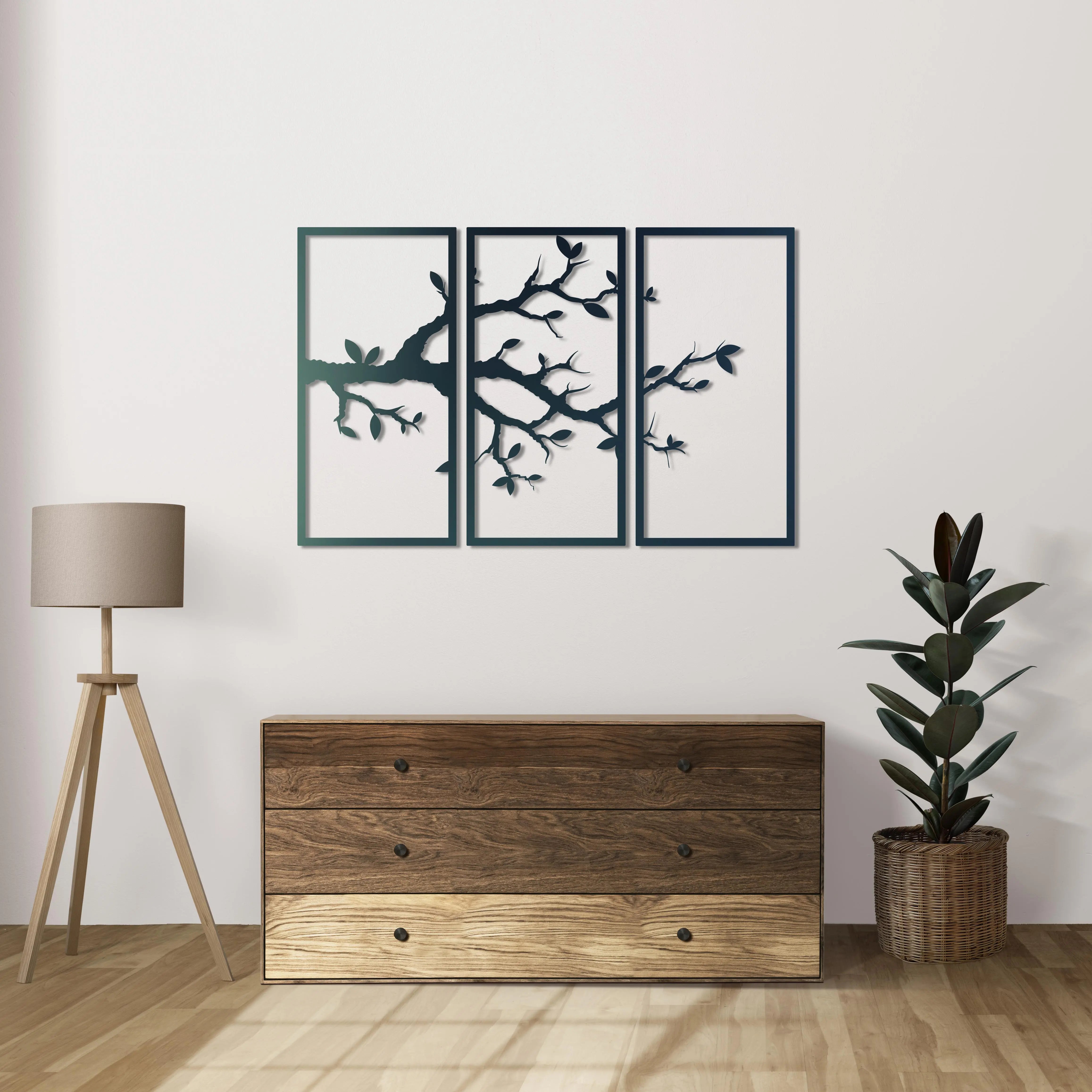 Sakinlik Dalları Metal Duvar Dekoru Laser Artique