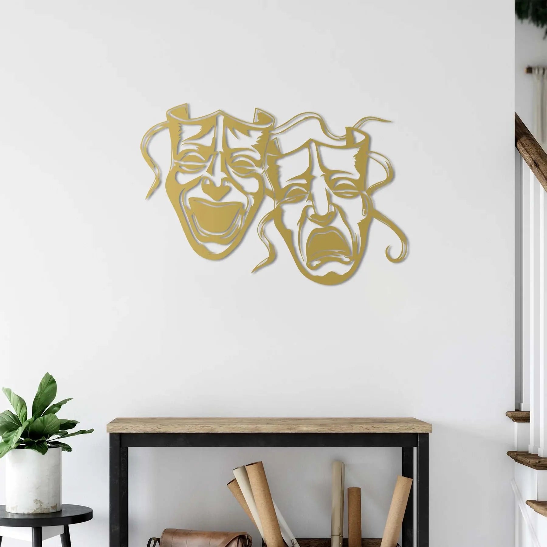 Sanatın Maskesi Metal Duvar Dekoru Laser Artique