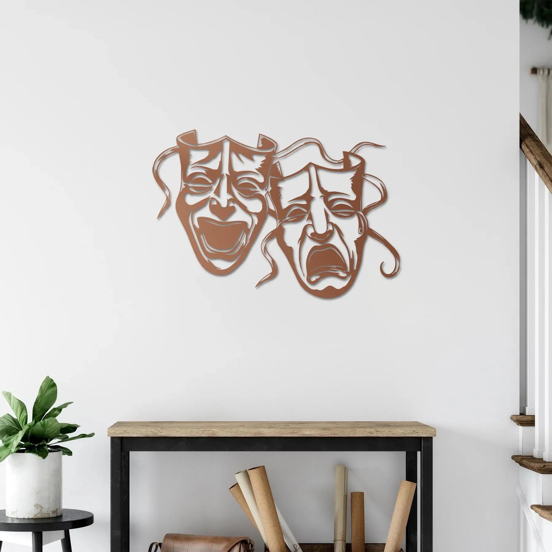 Sanatın Maskesi Metal Duvar Dekoru Laser Artique