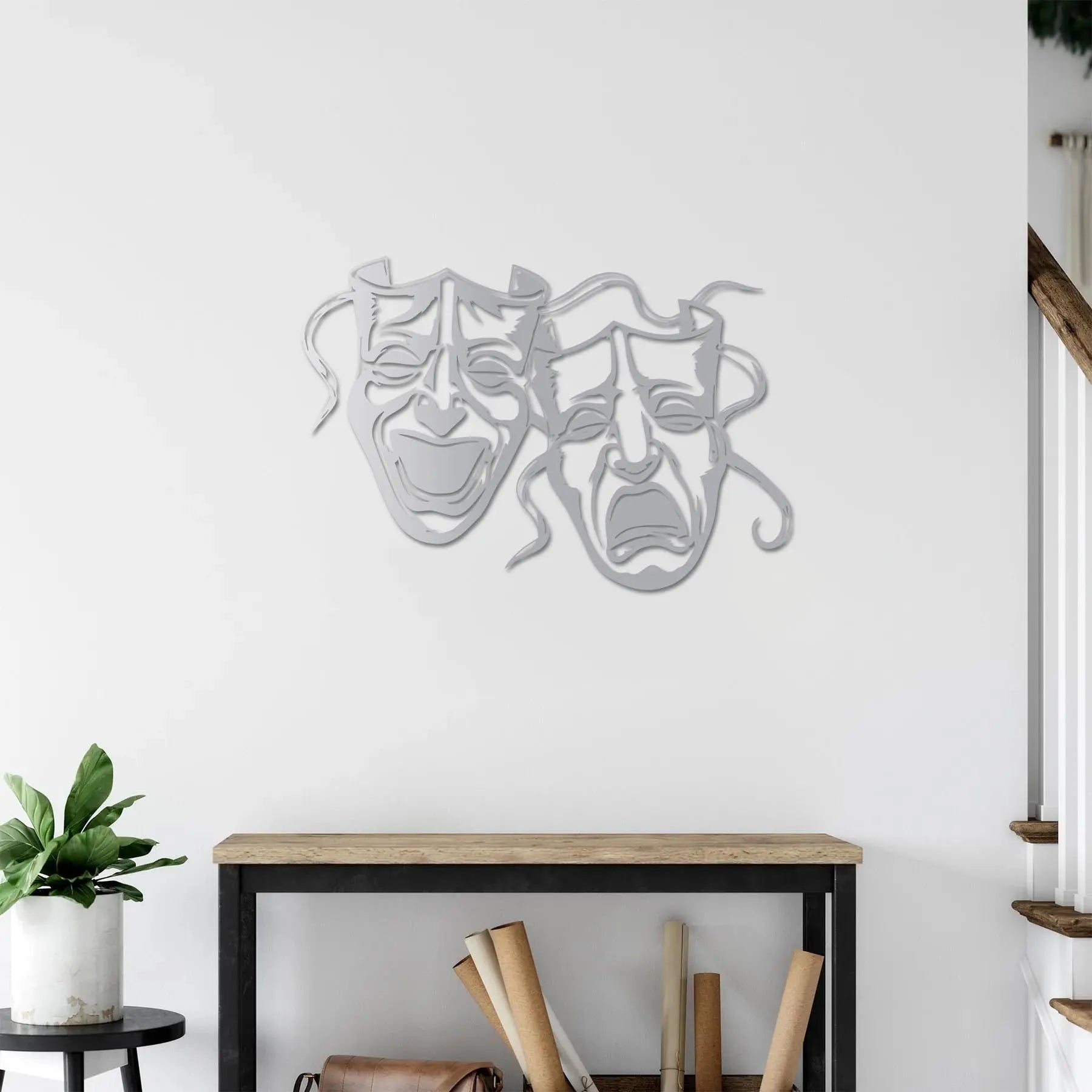 Sanatın Maskesi Metal Duvar Dekoru Laser Artique