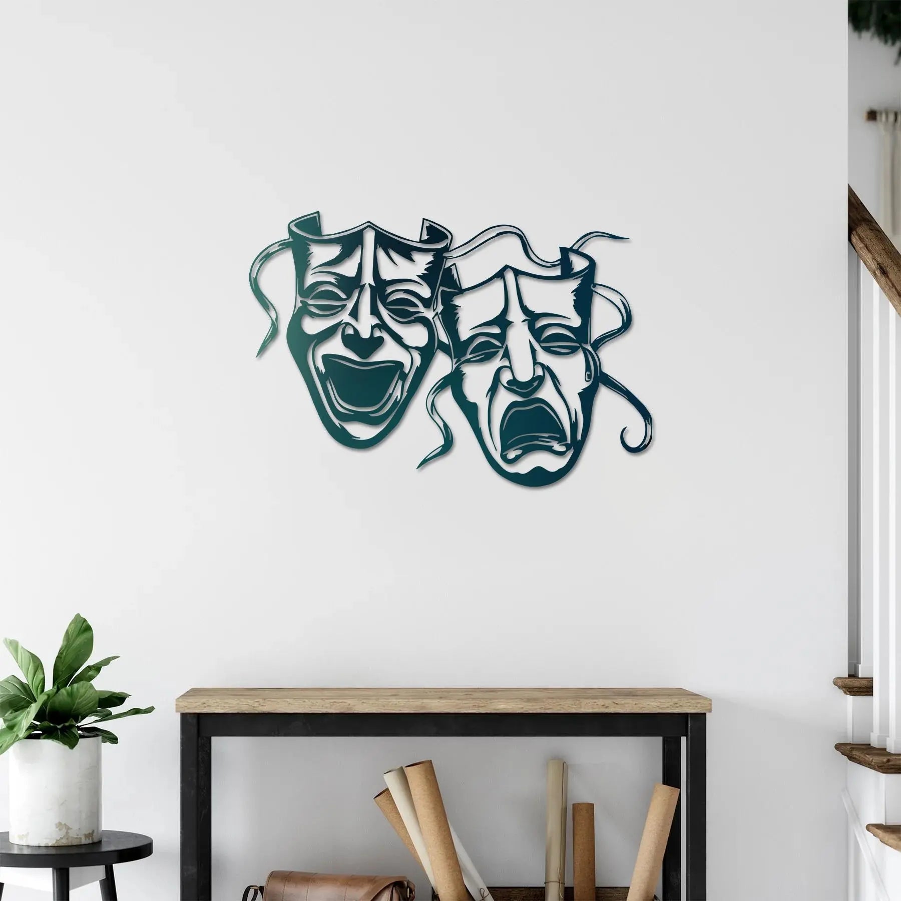 Sanatın Maskesi Metal Duvar Dekoru Laser Artique