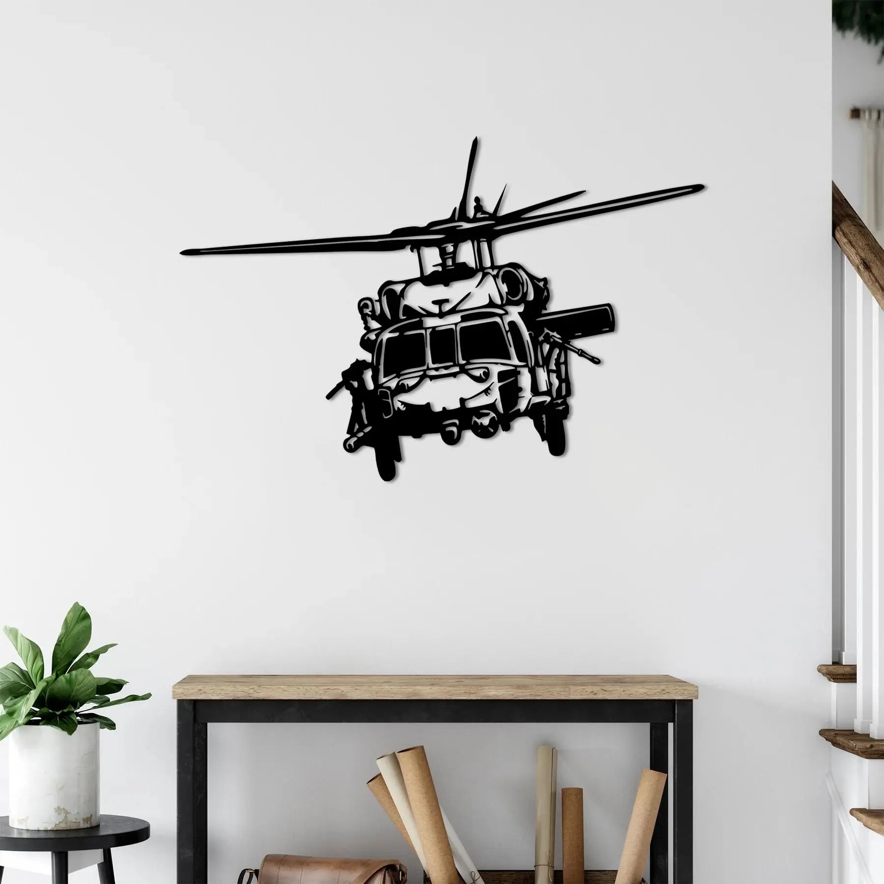 UH-60 Black Hawk Helikopter – Metal Duvar Dekoru Laser Artique