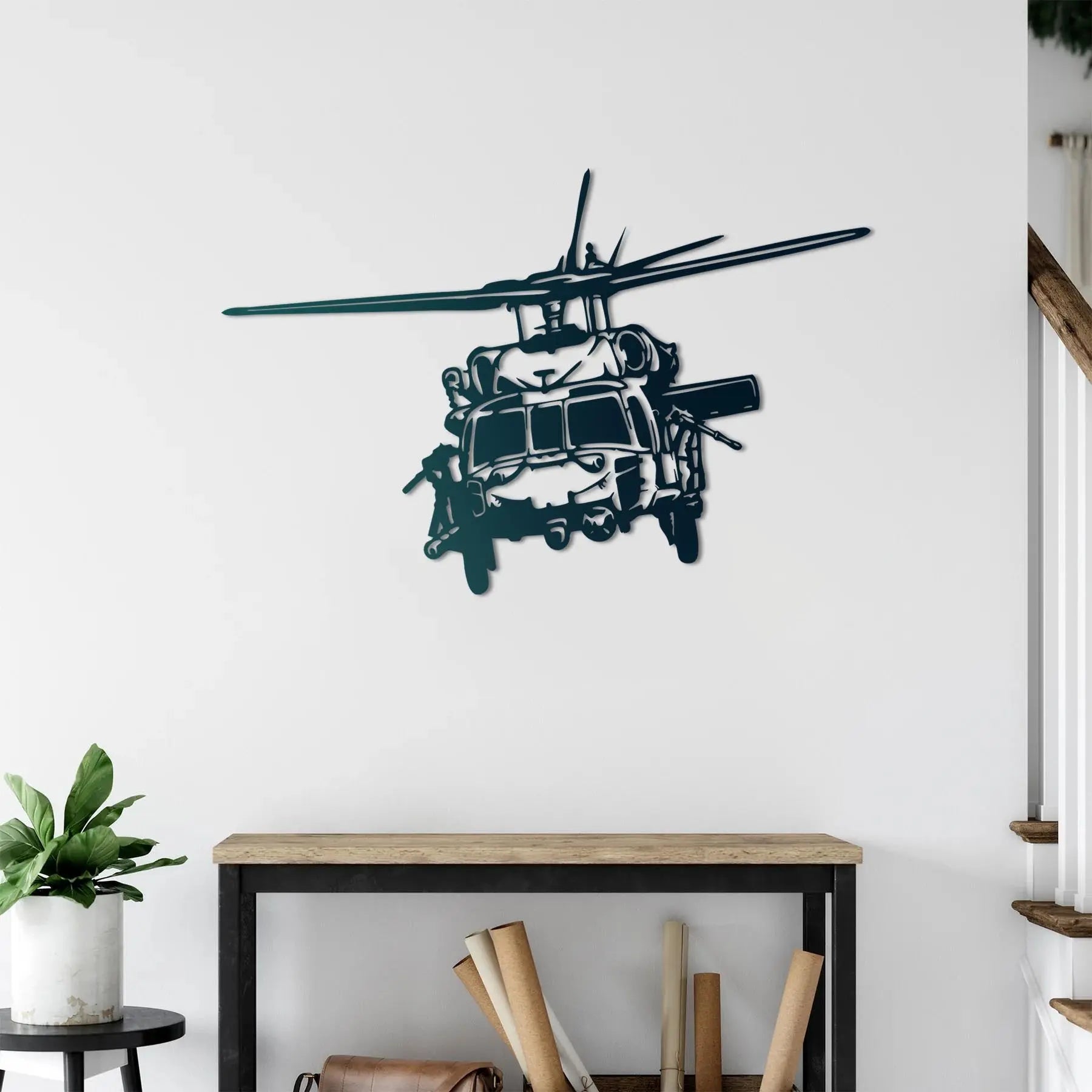 UH-60 Black Hawk Helikopter – Metal Duvar Dekoru Laser Artique