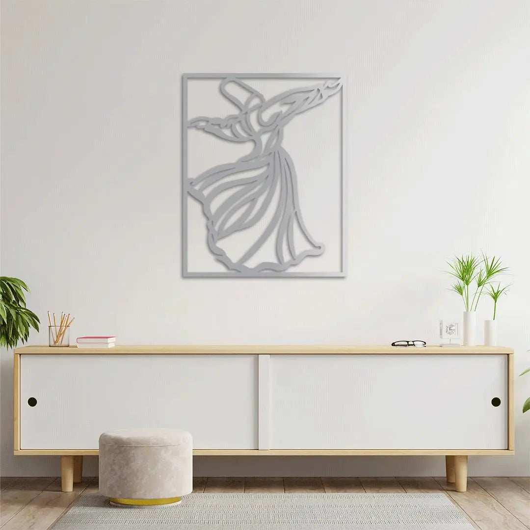 Semazen İslami Metal Duvar Dekoru Laser Artique