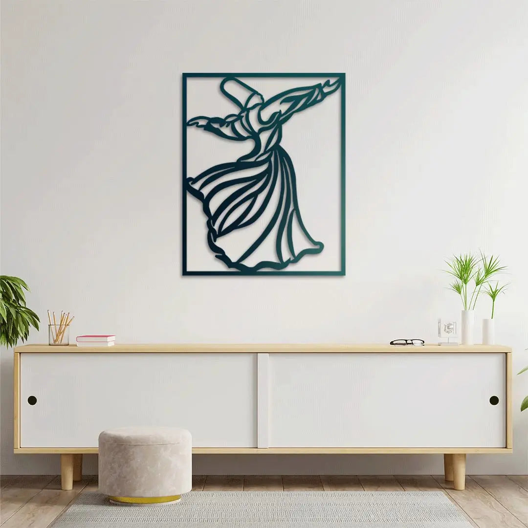 Semazen İslami Metal Duvar Dekoru Laser Artique