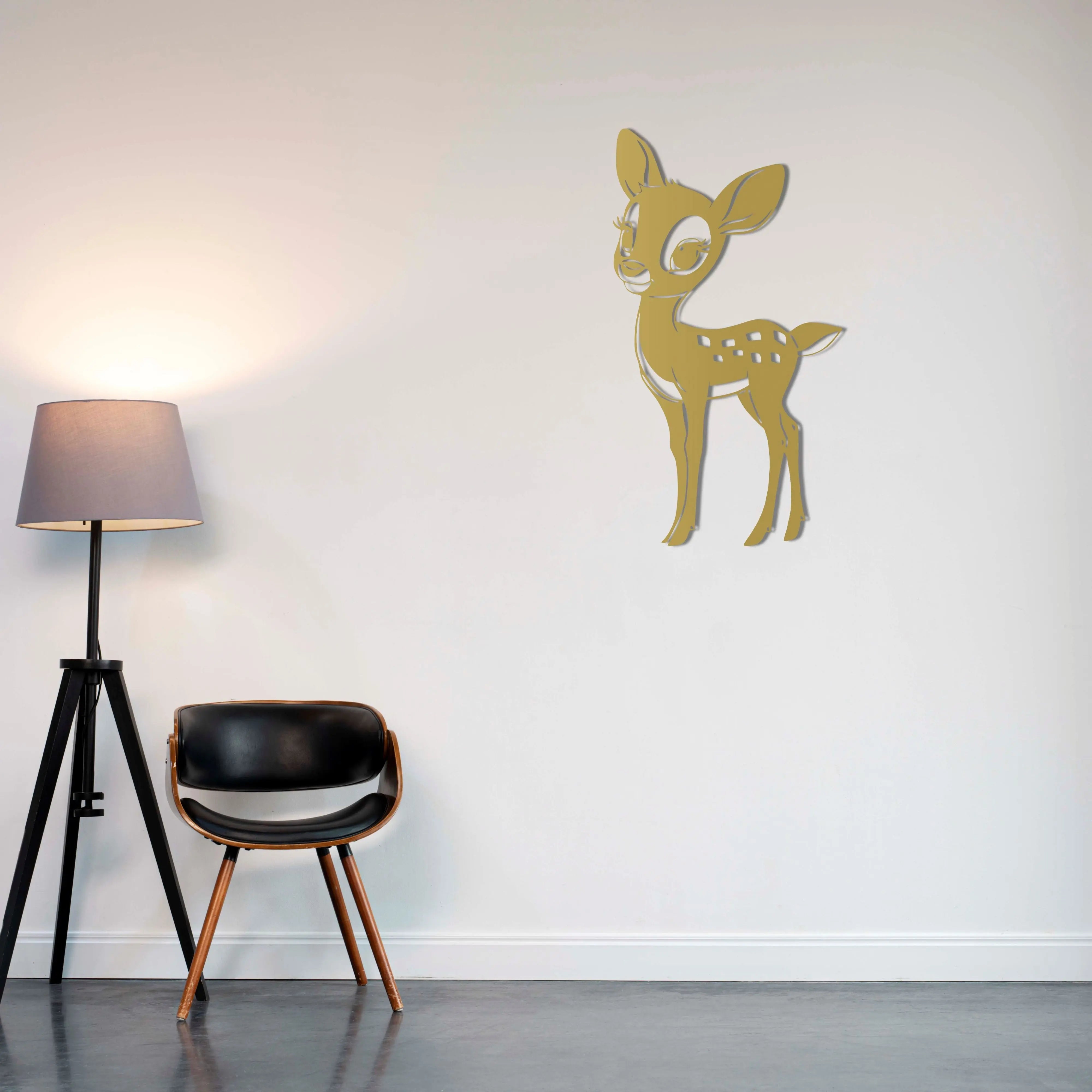 Sevimli Yavru Geyik Metal Duvar Dekoru Laser Artique