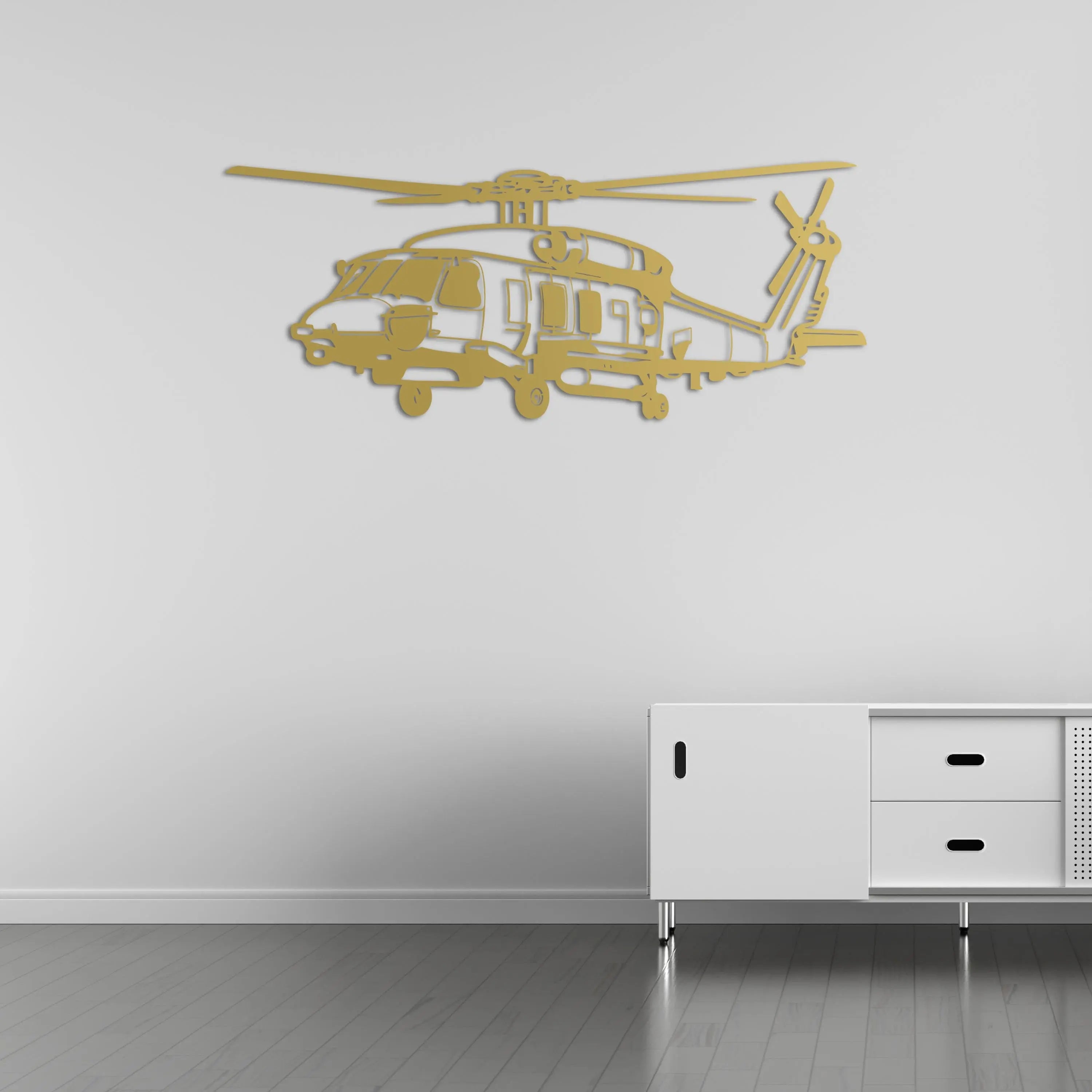 SH-70B SeaHawk Helikopter Metal Duvar Dekoru Laser Artique