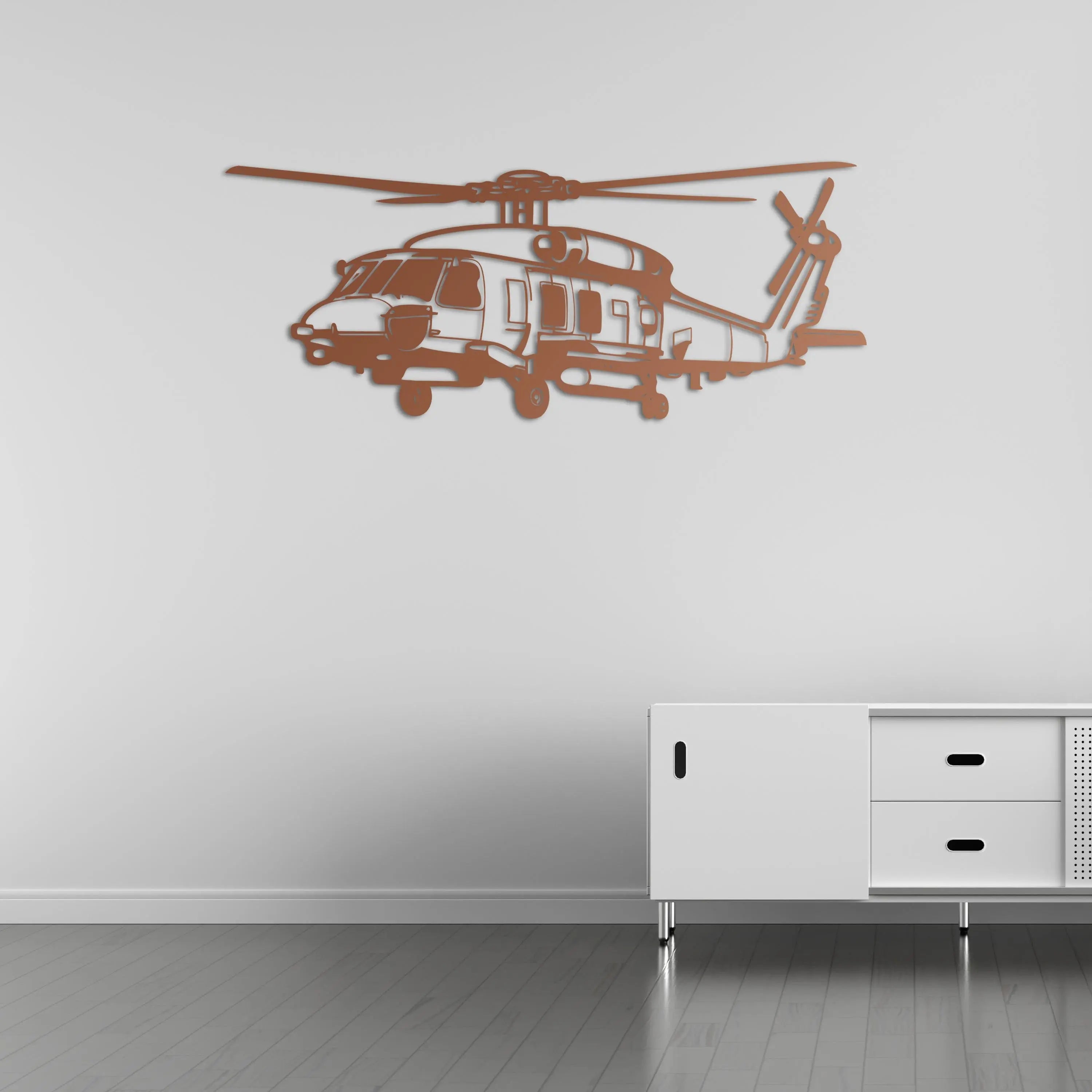 SH-70B SeaHawk Helikopter Metal Duvar Dekoru Laser Artique