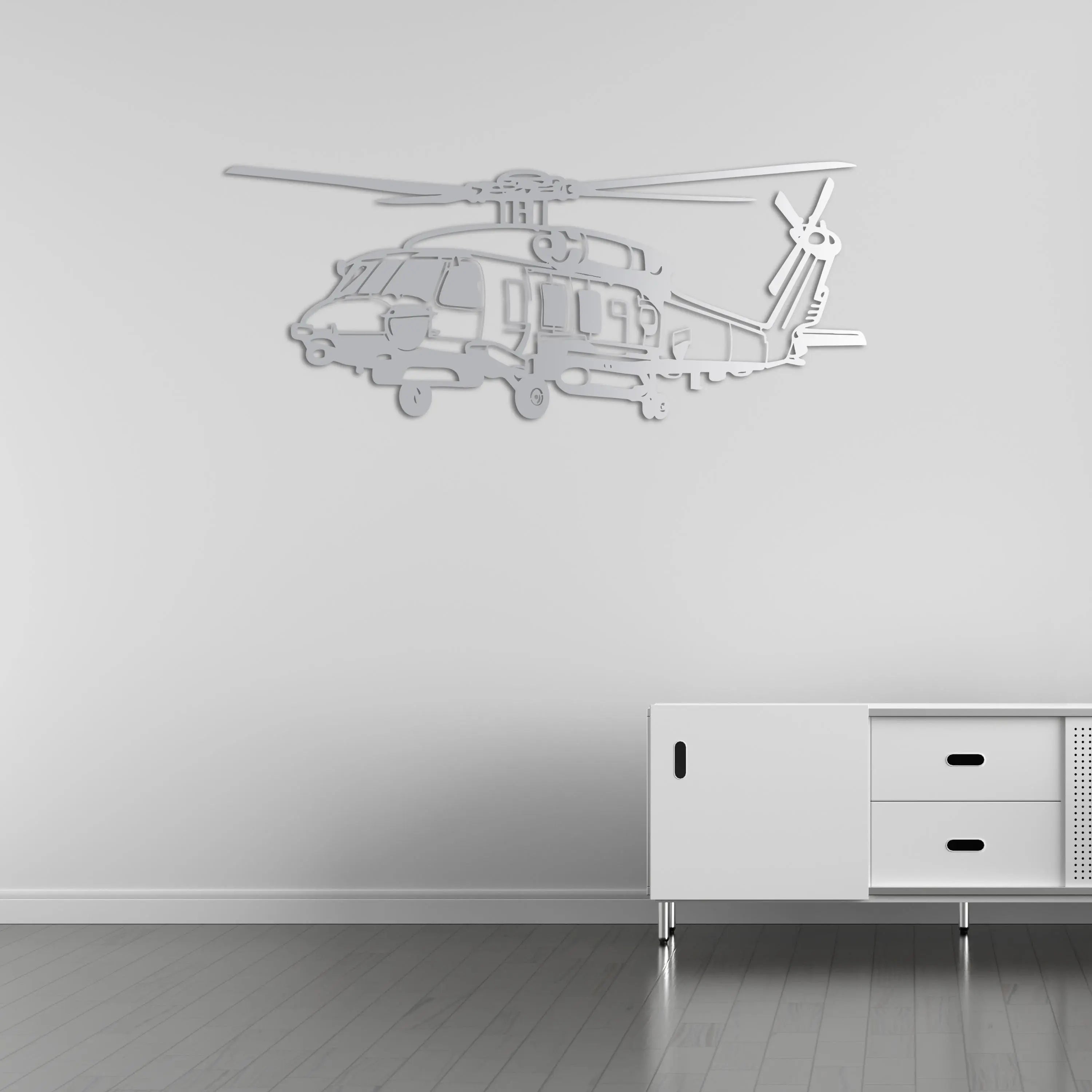 SH-70B SeaHawk Helikopter Metal Duvar Dekoru Laser Artique